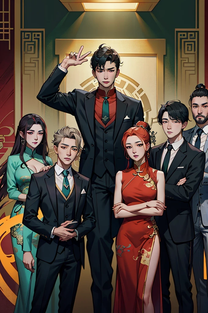 arafed man in a suit and tie posing for a picture, bo feng, wei wang, qifeng lin, huifeng huang, yuxiang chen, xintong chen, yangjun chen, qichao wang, liang xing, zeng fanzh, yanjun chengt, pengzhen zhang, zhelong xu, xiaofan zhang