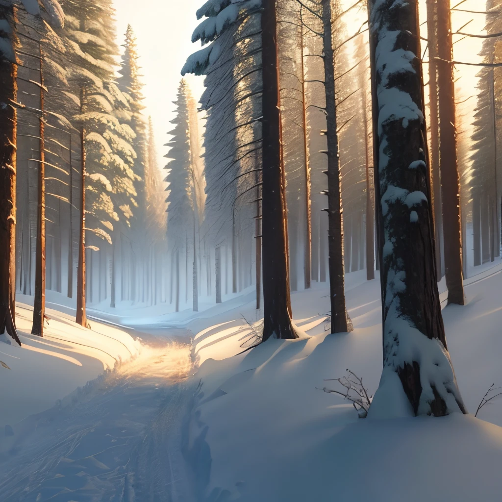 Winter forest anime background for video
