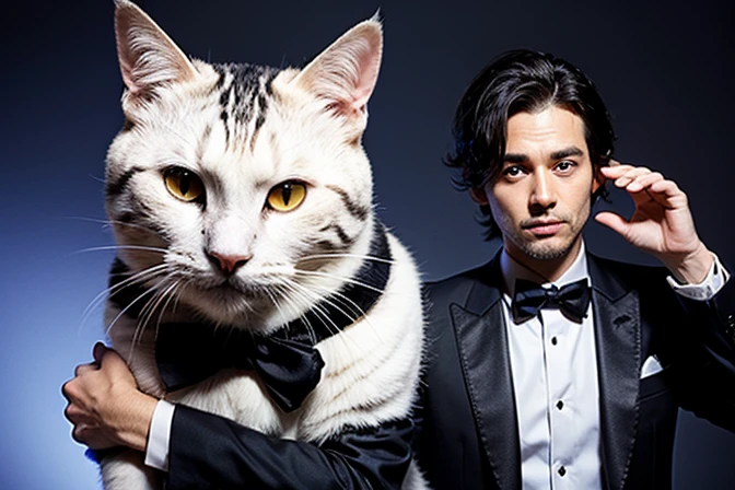 Man with tuxedo, used Cat mask