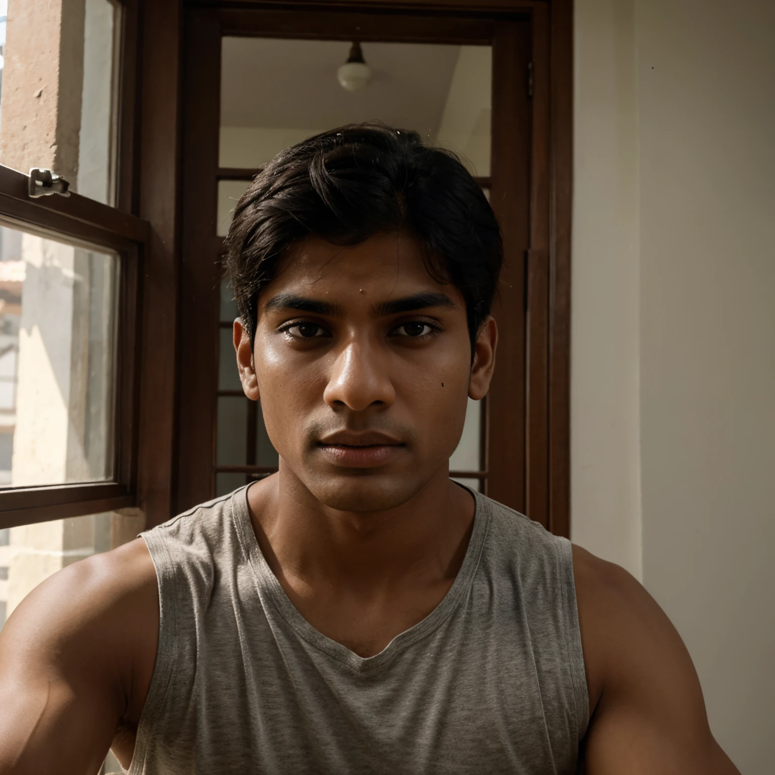 Ultra realistic Indian boy selfie with strong jawline