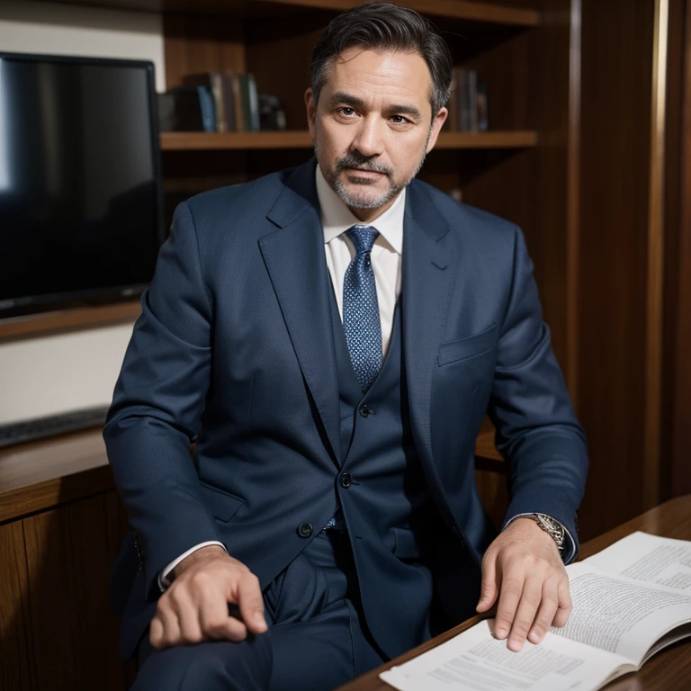 Middle-aged man in suit,sagacious