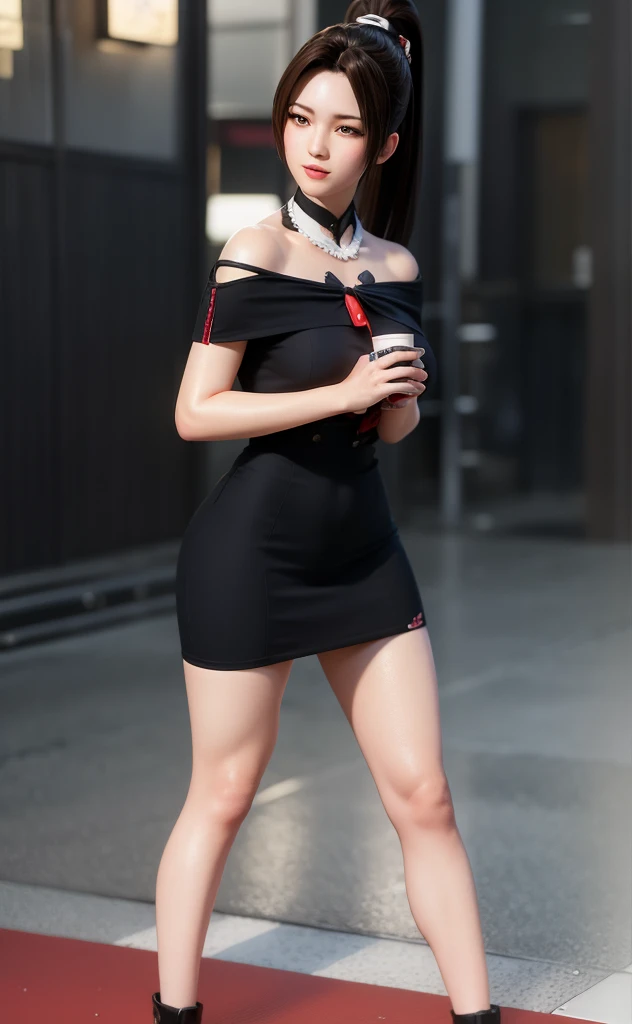 Mai Shiranui, (best quality, ultra-detalhado, Realistic:1.37), rosto delicado, rosto detalhado, sorrindo, corpo perfeito, Textura ultrarrealista, Retrato, vivid colors, soft lighting