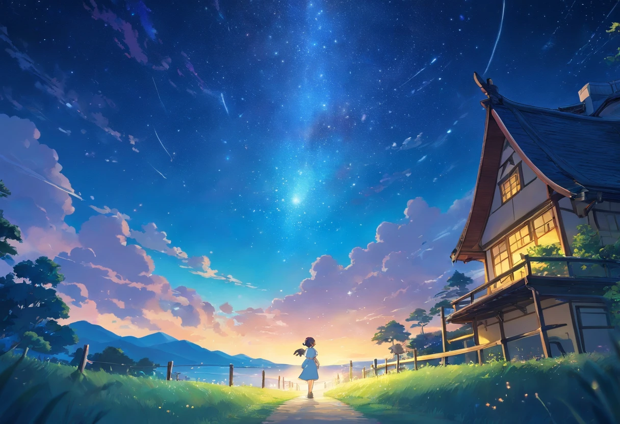 stars in night sky,Lots of stars,Clear night sky,Best quality at best, tmasterpiece,