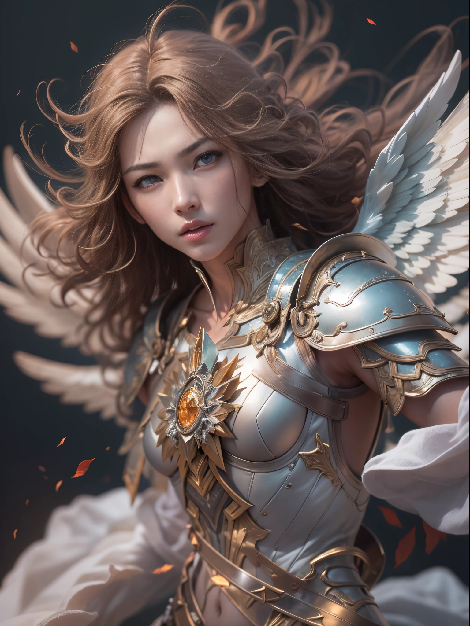 Archangel Michael、The Four Archangels、masutepiece,Best Quality,ultra-detailliert,hight resolution,hight resolution,4K,Portrait in 4K,8K,8K Portrait,Unity 8k壁纸,extremely details CG,Realistic,Raw photo,Real person,a portrait photo of,Photorealistic,Shiny skin,Detailed skin,Fighting figure、Fighting figure、fight with light、fight with love
