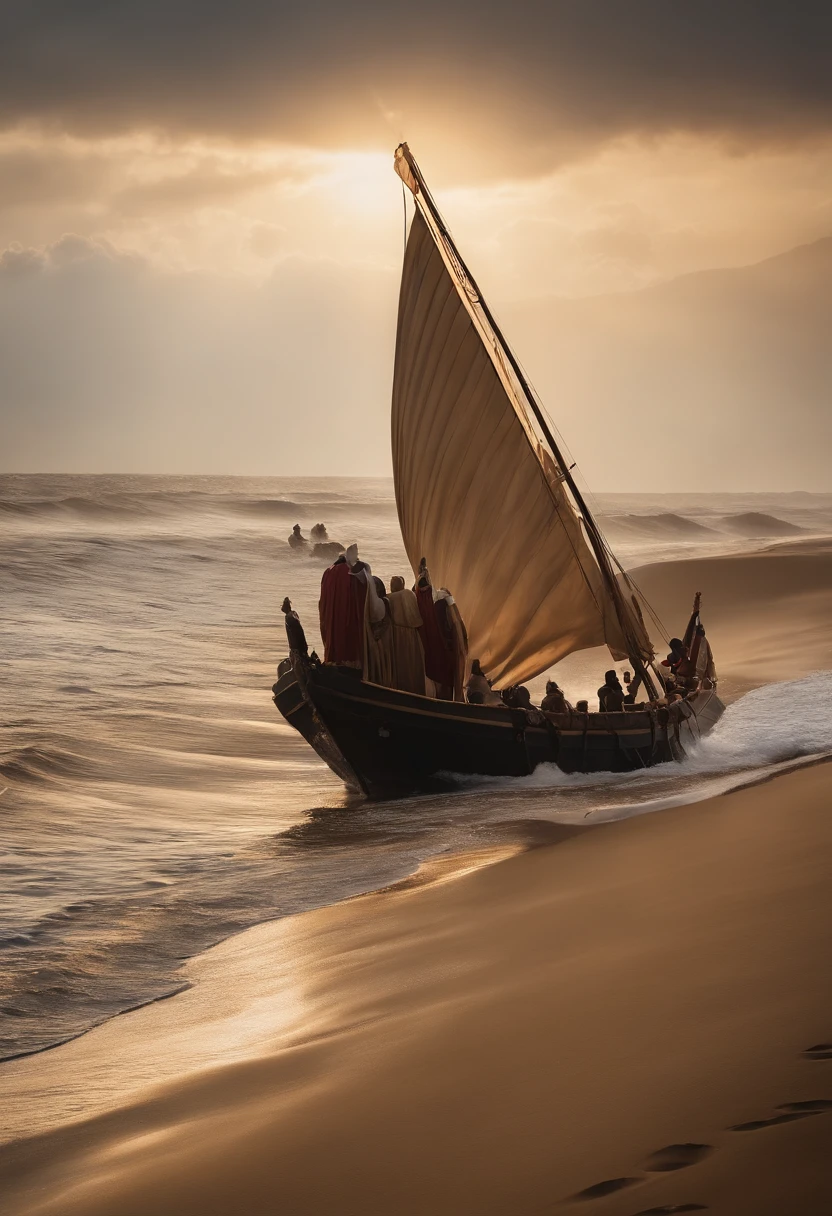 When Moses stretched out his hand toward the sea、The Lord pushed the sea back with a fierce east wind all night long..、turn the sea into dry land、divided the water。people of israel々々pass through a dry part of the ocean、Water was like a wall on the left and right.。the egyptian army chased them、Pharaoh'horse、tanks、The whole cavalry followed them into the sea..。During morning watch time、The Lord looked down on the Egyptian army from the pillar of fire and cloud..、threw the Egyptian army into confusion。he took off the wheels of their chariots、It's become difficult to move forward。