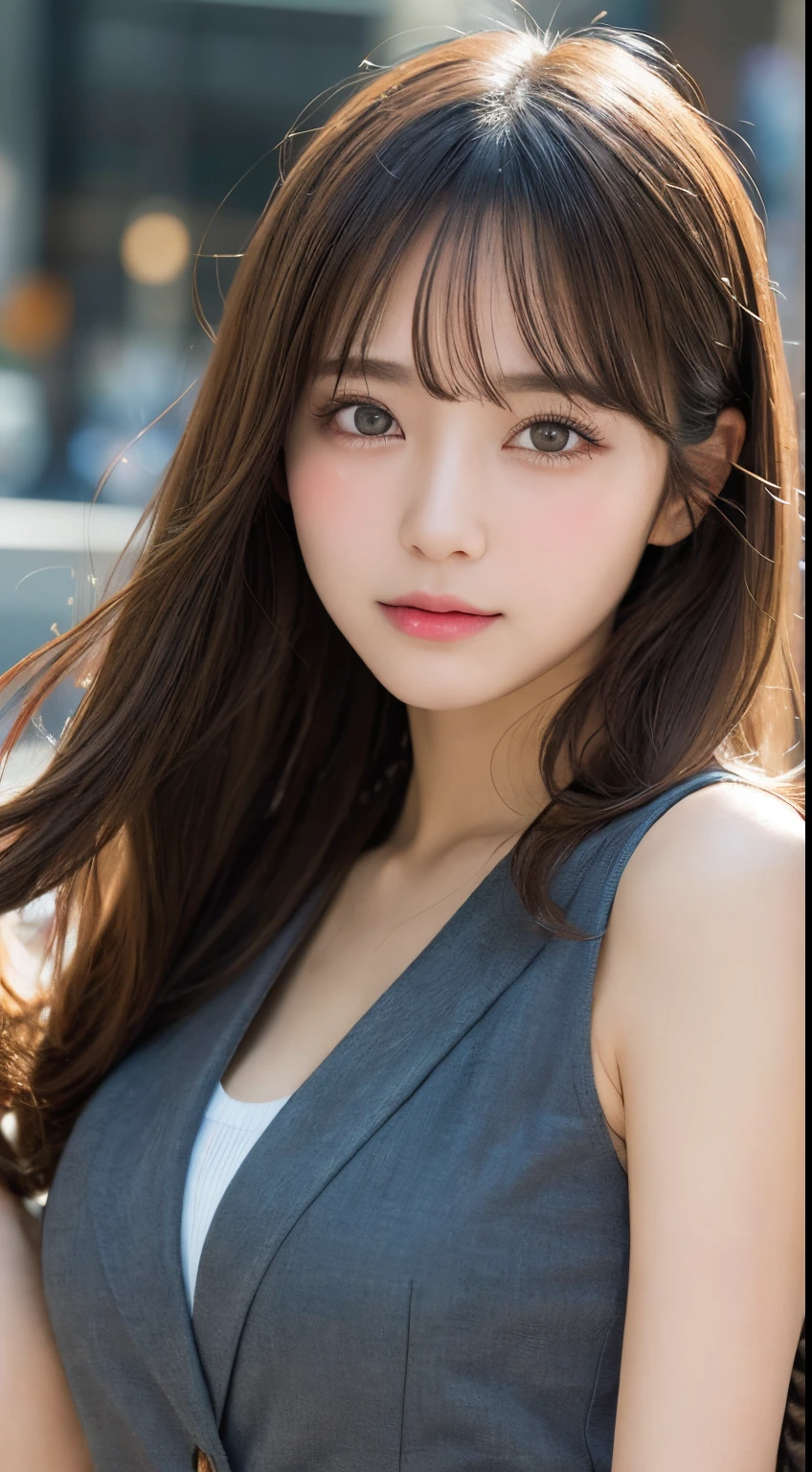 table top, highest quality, shape, Super detailed, finely, High resolution, 16k, perfect dynamic composition, straight hair, medium hair, brown hair,natural color lip, smile, 20歳のgirl、cute、beautiful、完璧でbeautiful顔, beautiful and detailed face, slim face and body, Elegant face, KPOP idol face、Japanese idol faces、small face、Big eyes, brown eyes, droopy eyes, 緻密でbeautiful目, girl, No bangs, near the river、yukata、
