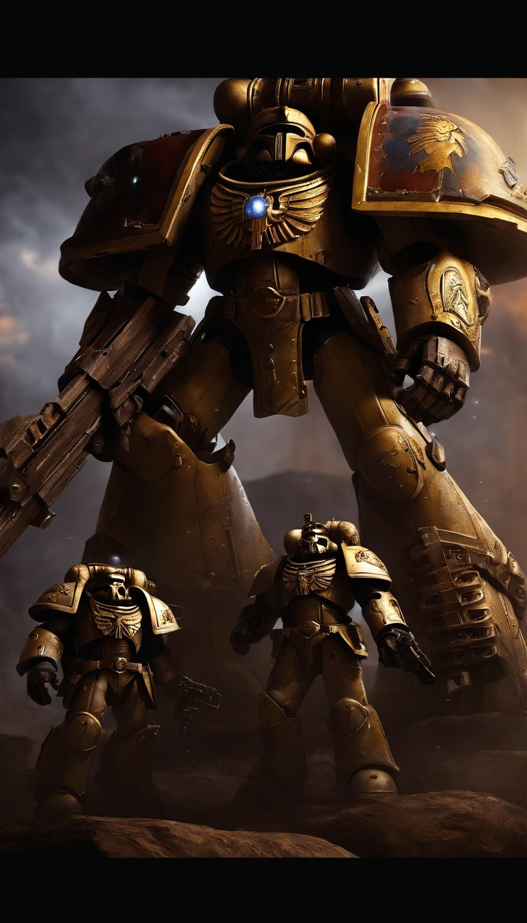 Warhammer 40K Space Marines,without weapons,Ultra-detailed details,Cinematic lighting,Surreal art