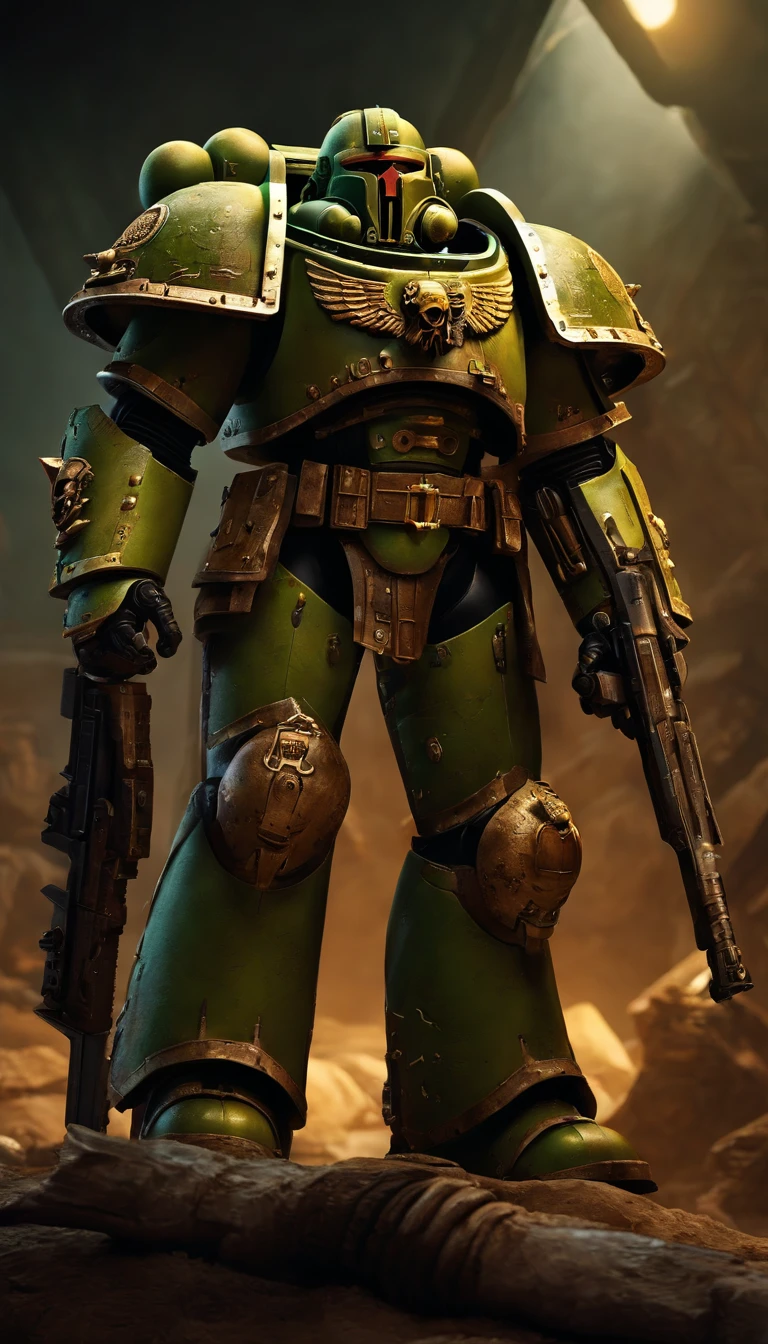 Warhammer 40K Space Marines，Death Guard Chapter，without weapons，Ultra-detailed details，Cinematic lighting，Surreal art