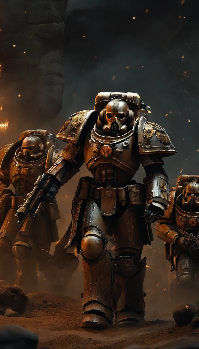Warhammer 40K Krieg Death Troops,without weapons,Ultra-detailed details,Cinematic lighting,Surreal art