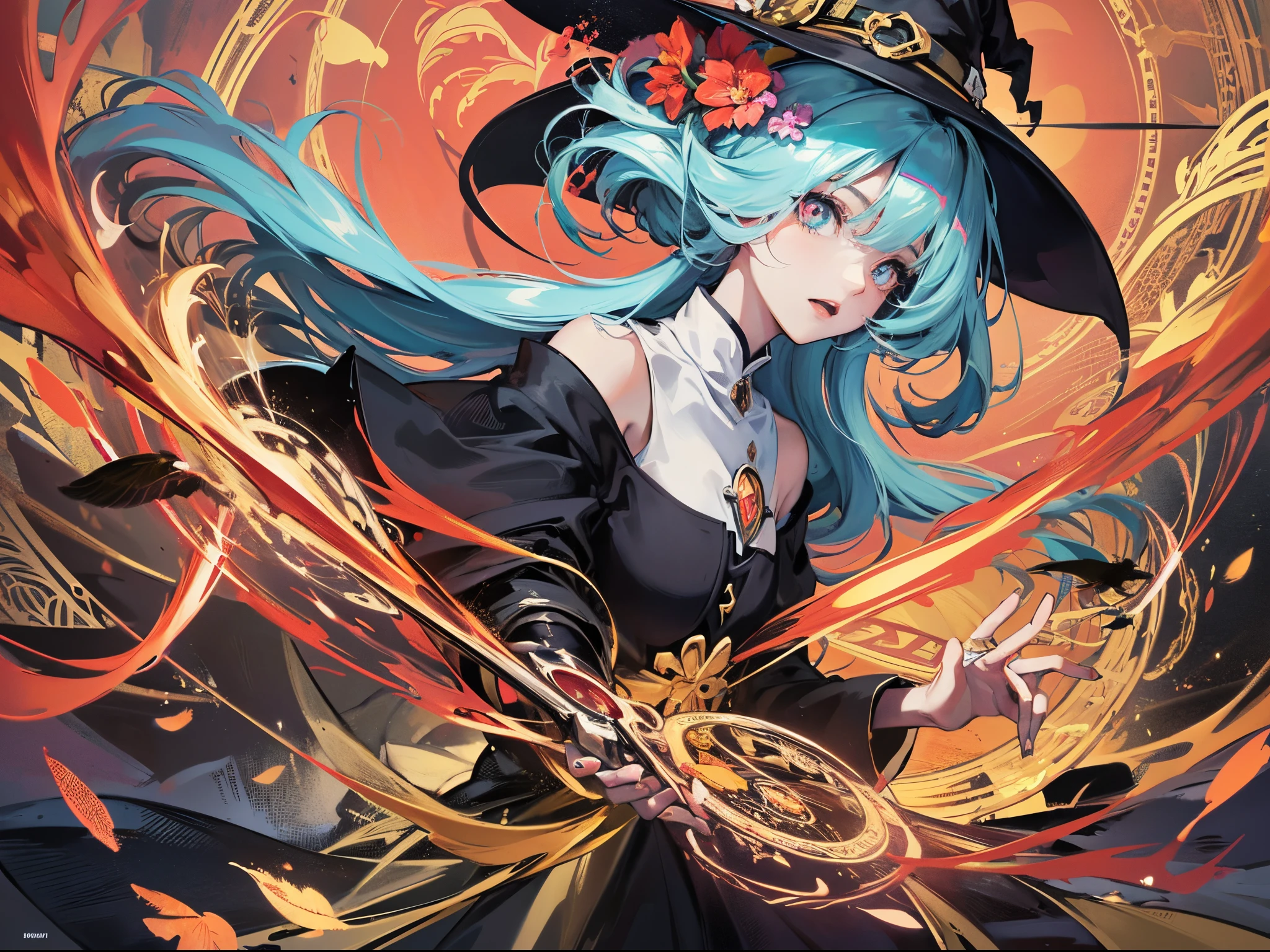 ((Finest quality)),(超A high resolution),(ultra-detailliert),(Meticulous portrayal),((Best Anime)),(Finest works of art),Ultra-Precision Art,The art of astounding depiction,Overwhelming descriptive power:1.5, (Saint a girl:1.5),unclear, Deities々Shikai,Fluttering feathers, (the witch:1.5),bewitching,disaster々new magic circle