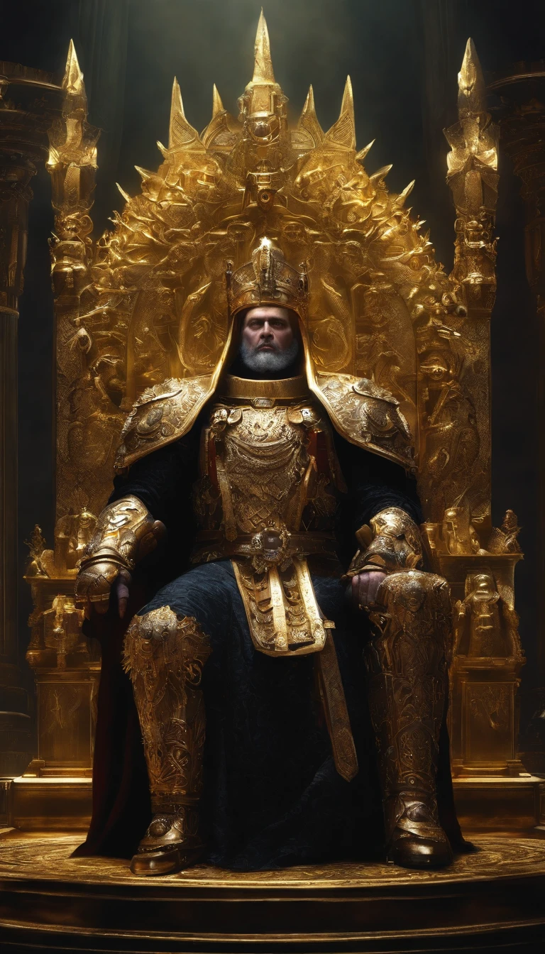 Warhammer 40K Emperor,Sit on the golden throne,Surreal art