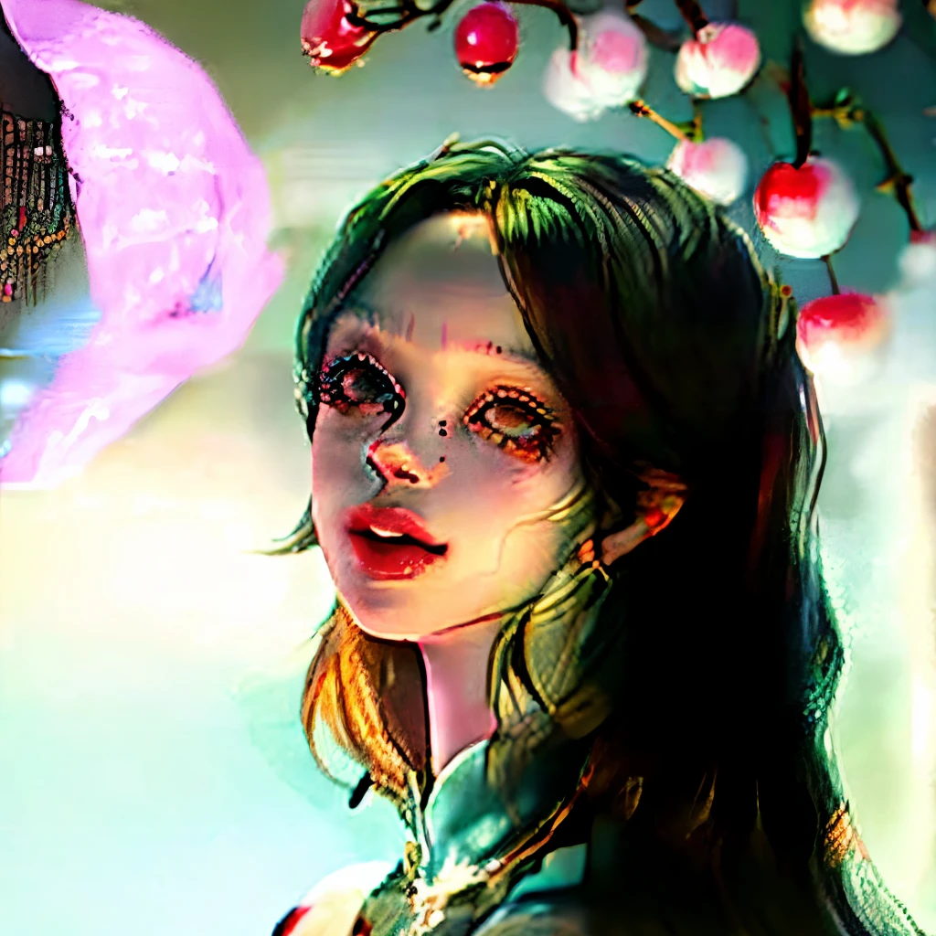 Long black hair, big eyes, cherry mouth, big nose,Slender beautiful sister