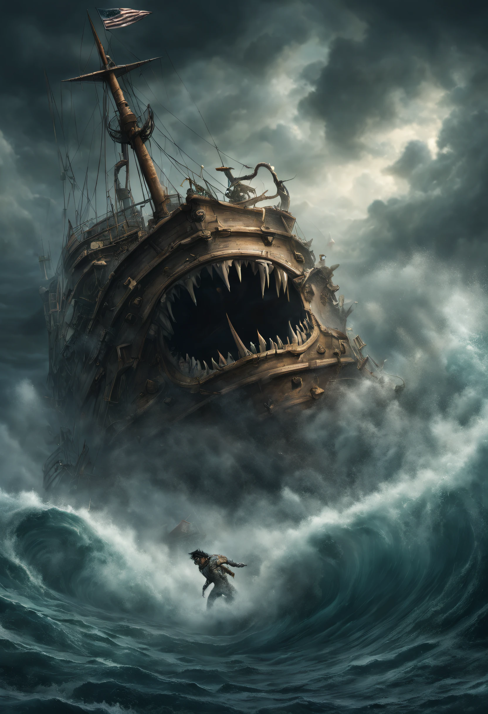 (best quality,4k,highres),sand glass kraken attacking,Rpg art,rpg token,full body,terrifying creature,big monster,sandstorm background,Fantastic digital art,detailed sand glass kraken,forbidden creature,mythical monster,ominous atmosphere,action-packed scene,dynamic pose,thrilling encounter,treacherous waters,stormy sky,stormy ocean waves,chaotic battle,high fantasy,epic adventure,ancient ruins,dramatic lighting,moody atmosphere,remnants of a shipwreck,ominous clouds,menacing tentacles,dark tones,dramatic composition,heroic protagonist,precise details,vibrant colors,Fantasy RPG illustration,otherworldly beasts,dangerous encounter,overwhelming power,epic showdown,brave heroes,fierce battleground,life-or-death struggle,legendary creatures,unleashed fury,unforgiving environment,perilous journey,action-packed fantasy scene