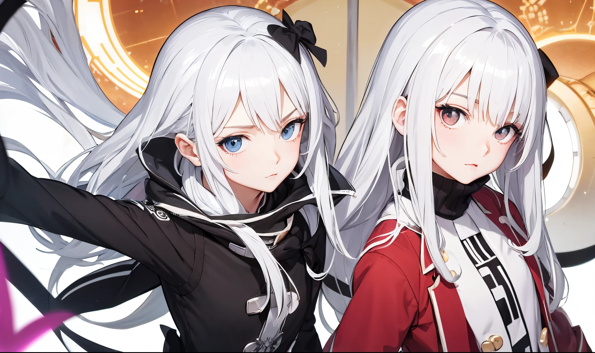 white hair Semi-long Aimei onepiece bow ribbon Anime style