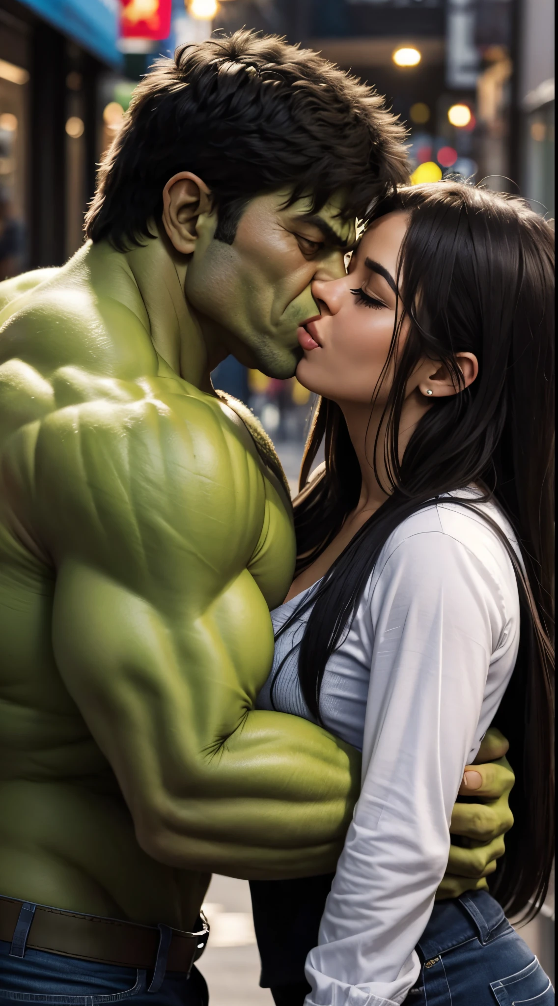 Hulk kissing in public