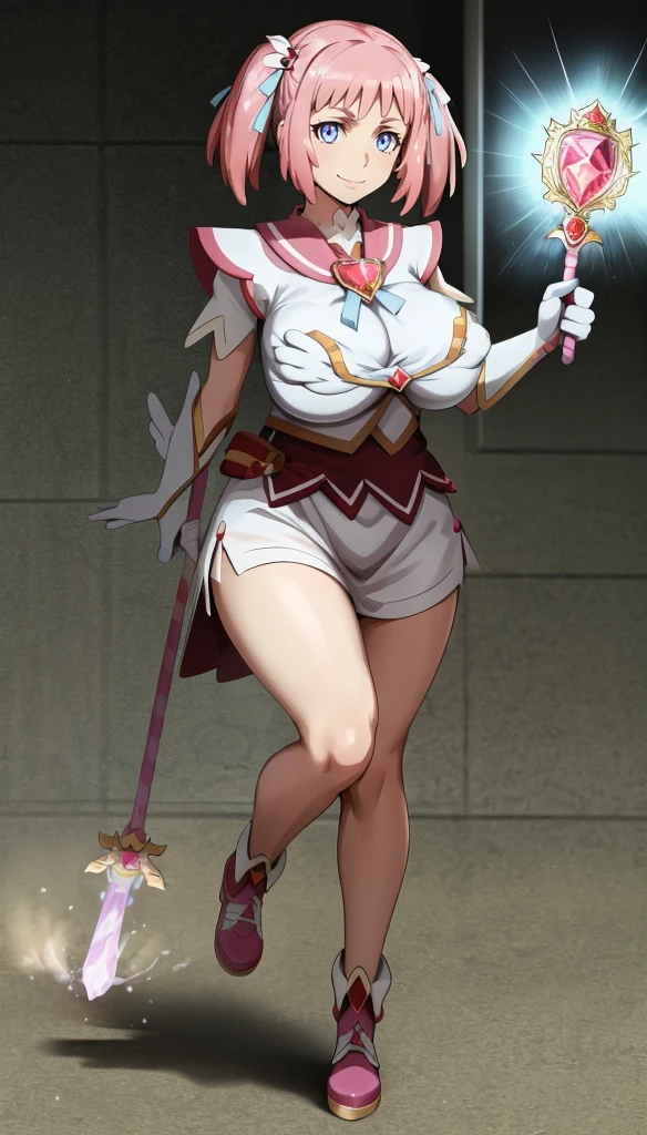 masterpiece, best quality, indoors, mamikafairy, 1girl, solo, looking at viewer,, hand arms full body,boots, standing,cute,breast, curvy, female,fantasy goddess,there is a cartoon picture of a woman with a very large breast, glowing divine being, glowing holy aura, inspired by Luma Rouge, the non-binary deity of spring, ethereal rainbow nimbus, the aura goddess of fire, inspired by Mariel, glowing aura around her, astral aura, as the goddess of the sun, “uwu the prismatic person, big breast, serious, beautiful eyes, , full body, walking, long robe, long dress, ,priestess ,holy, smile, god rays, ray tracing, sparkle, cinematic lighting, UHD, retina, masterpiece, ccurate, anatomically correct, textured skin, super detail, high details, high quality, award winning, best quality, highres, 1080P, HD, 4K, thunder aura, light aura,full, snak staff,closed mouth, huge breast, curvy, bimbo,standing,smile