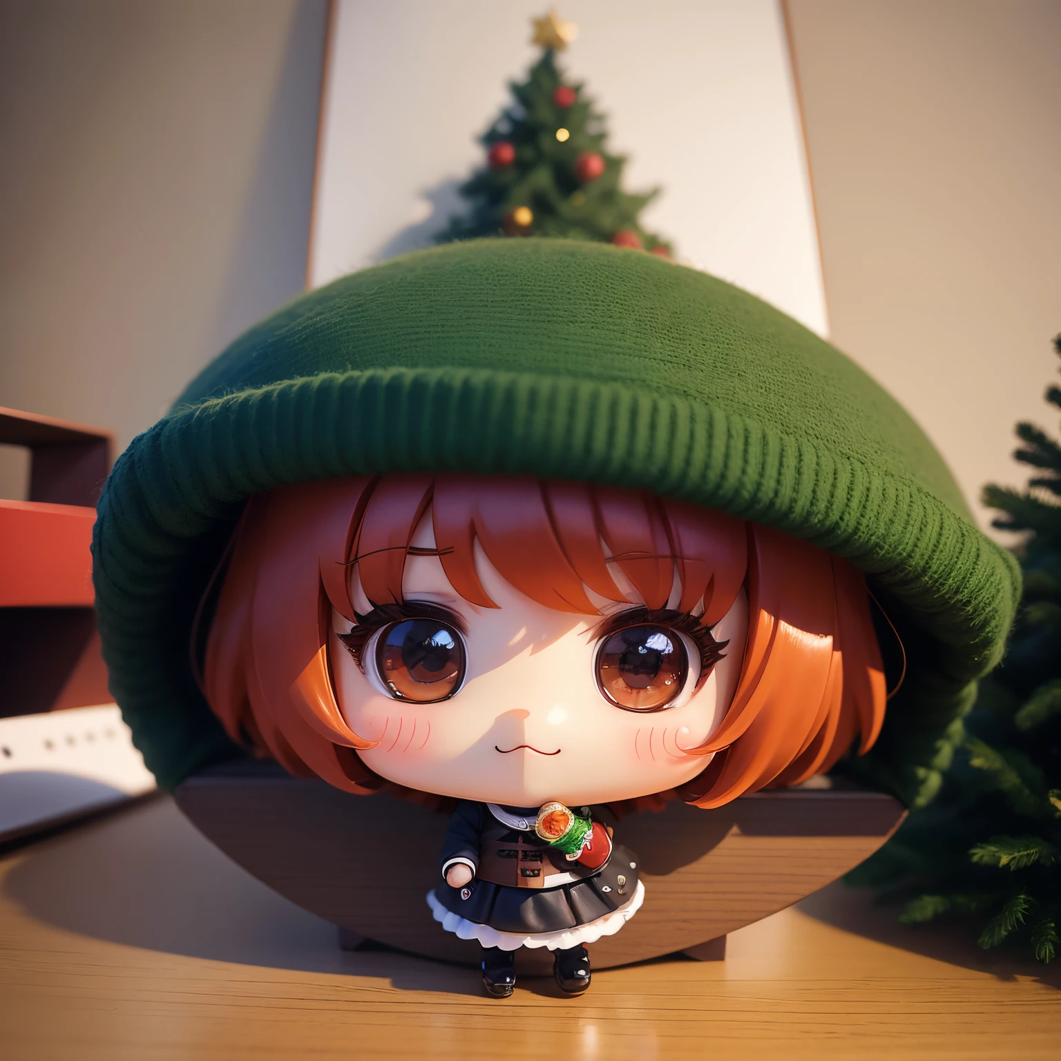 ​masterpiece、top-quality、ultra-detailliert、(Chibi Chara:1.2)、Kindergarteners、Male child、girl with、Christmas tree、Happiness、Heart motif