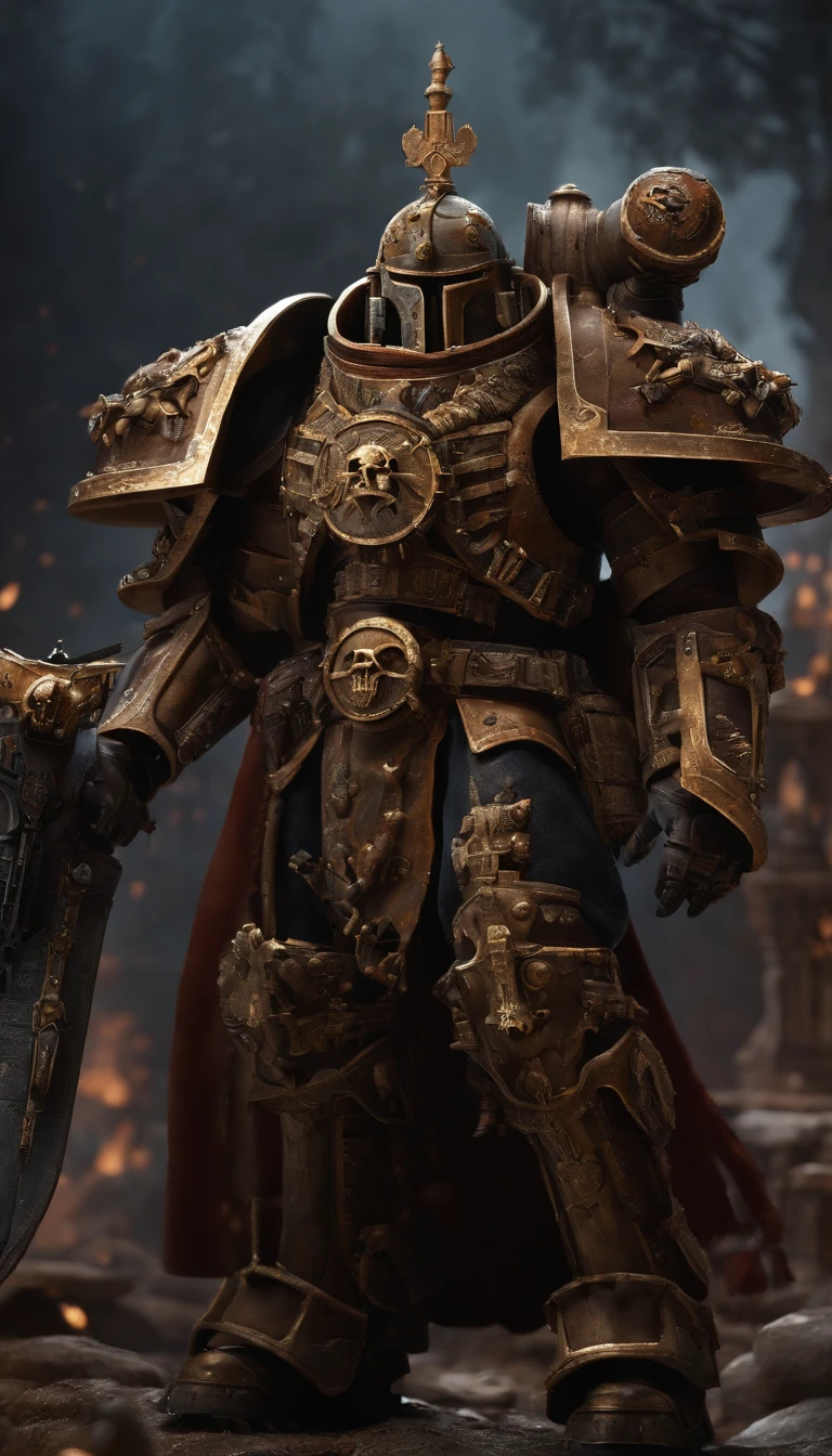 cinematic shot, masterpiece, best quality, high quality, shadowy face, 1boy, (detailed armor:1.3),wearing cypher armor, hood details, red cape, full armor, black armor, black trimmings, skull ornament, holding gun, pointing gun, tall stature, dark ambiance, armor detail, scenery ,<lora:CYPHER MK1 by CARAXES:1>,<lyco:GoodHands-beta2:1>,<lora:add_detail:0.3>,
