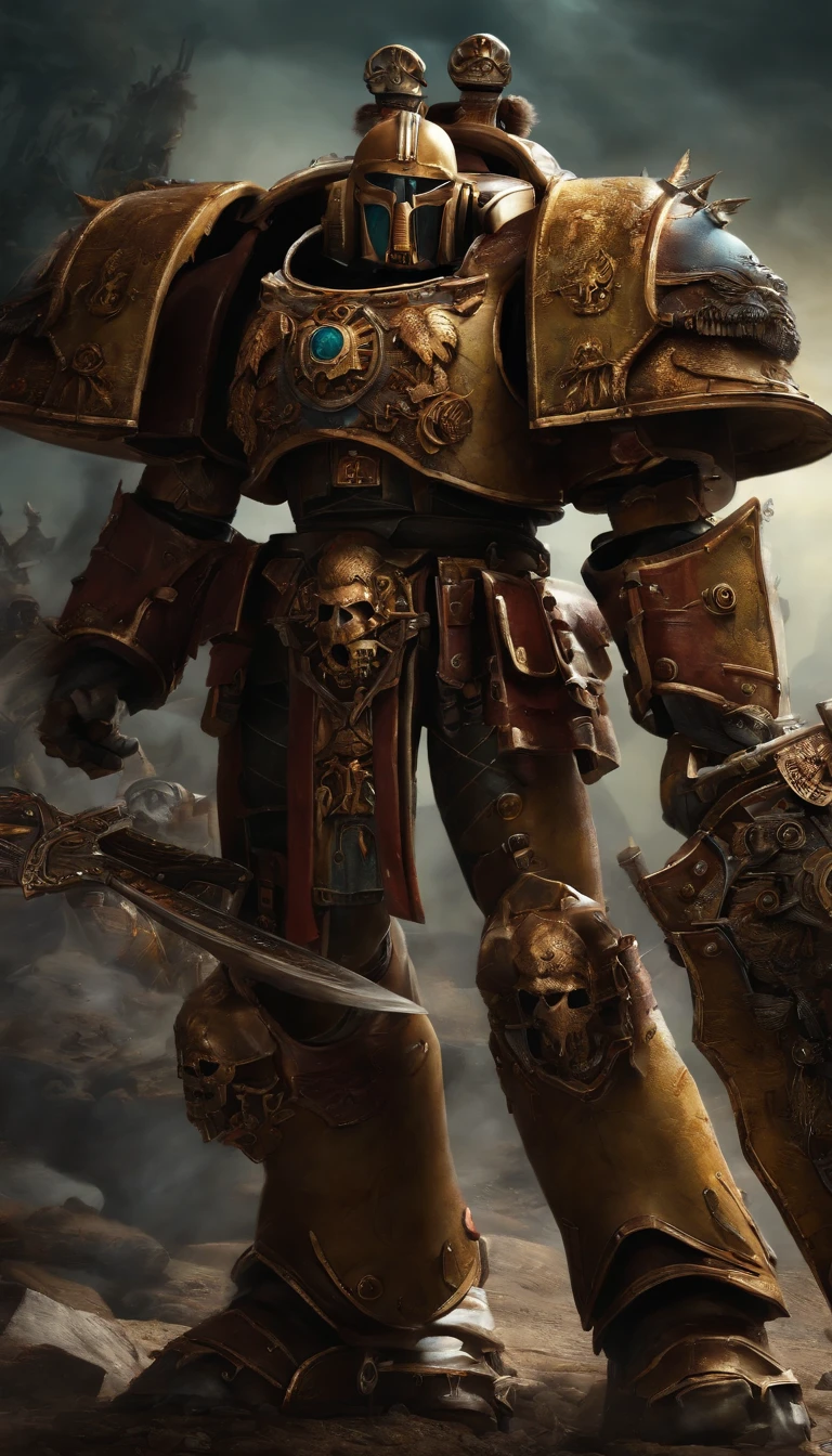 Warhammer 40K Krieg Warband,Surreal art,Ultra-detailed details,full body shot shot