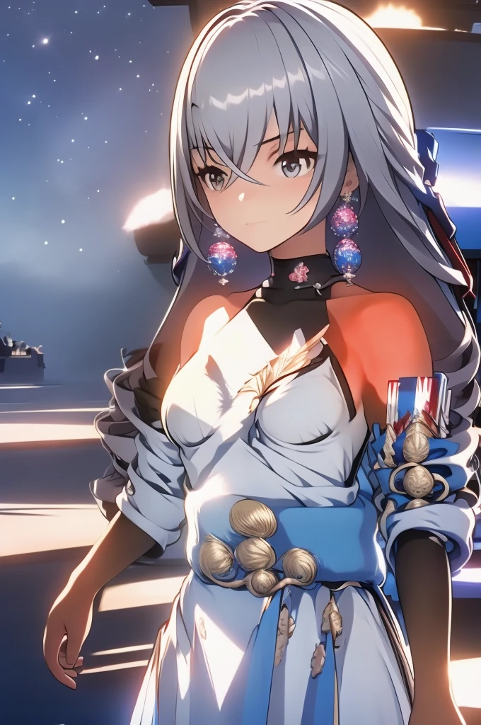 17 Years Old, beautiful girl, masterpiece, 最高品質, 8K anime,Surf the picture,illustration, 1 girl, bara, White shirt, black twill fabric, Fold the red ribbon on the chest..................., ,Precise, bestquality,shape: Height about 164 cm..................... There is a chest on CAP D...................... ,beautidul eyes, Long straight eyebrows................,anime ,Waist-length hair.,Researcher Kit,nighttime,moon light,Red Eyes,Red Gem Earrings,goddesses