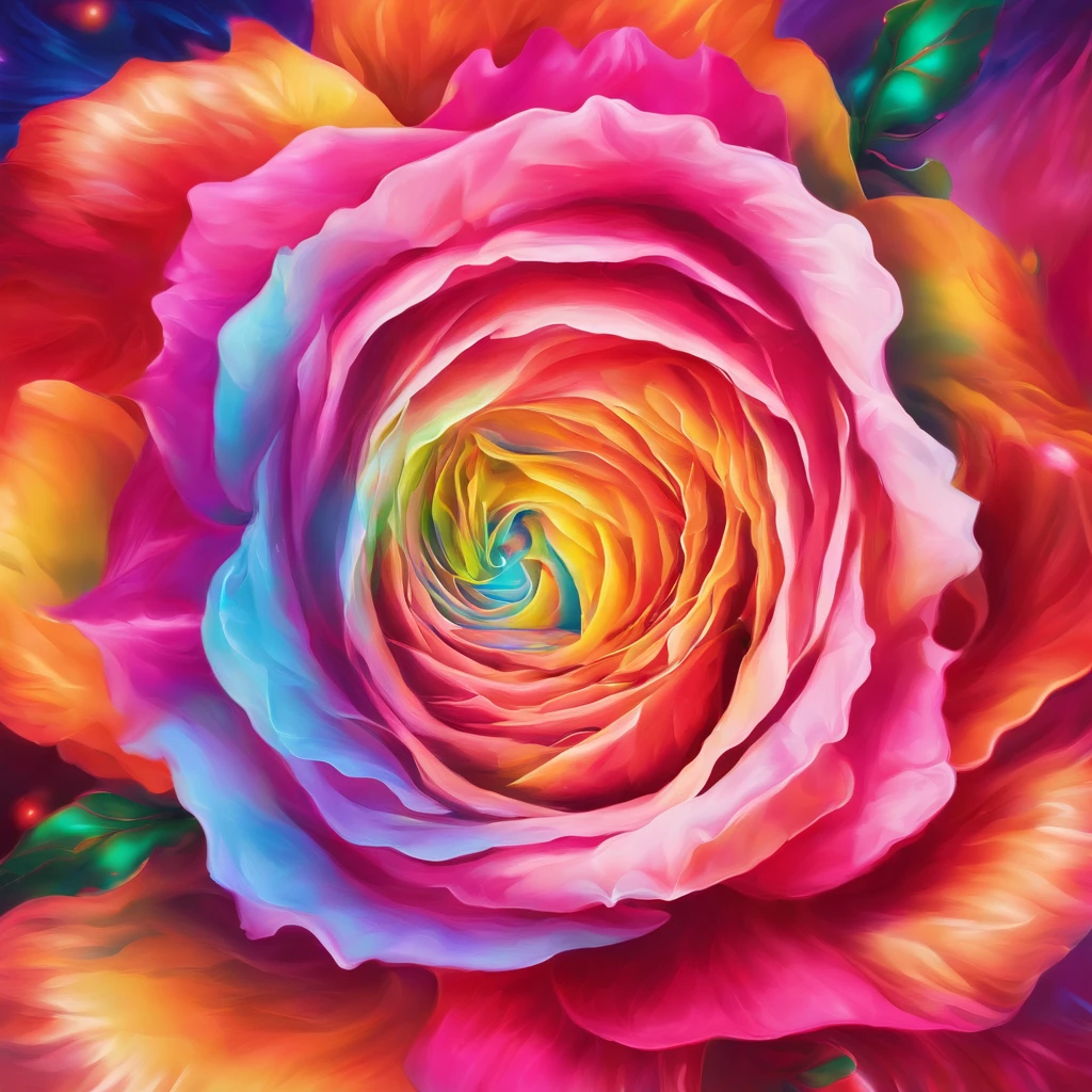 brightly colored roses,With starburst background, rainbow gradient bloom, made entirely from gradients, Melancholy rose soft light, vibrant digital painting, Colorful digital painting, Chuanghui Digital Fantasy Art, airbrush digital art, Vibrant fan art, digital airbrush painting, colorful surrealism, ✏️🎨, Artwork by Alessandro Portasso, highly detailed digital painting