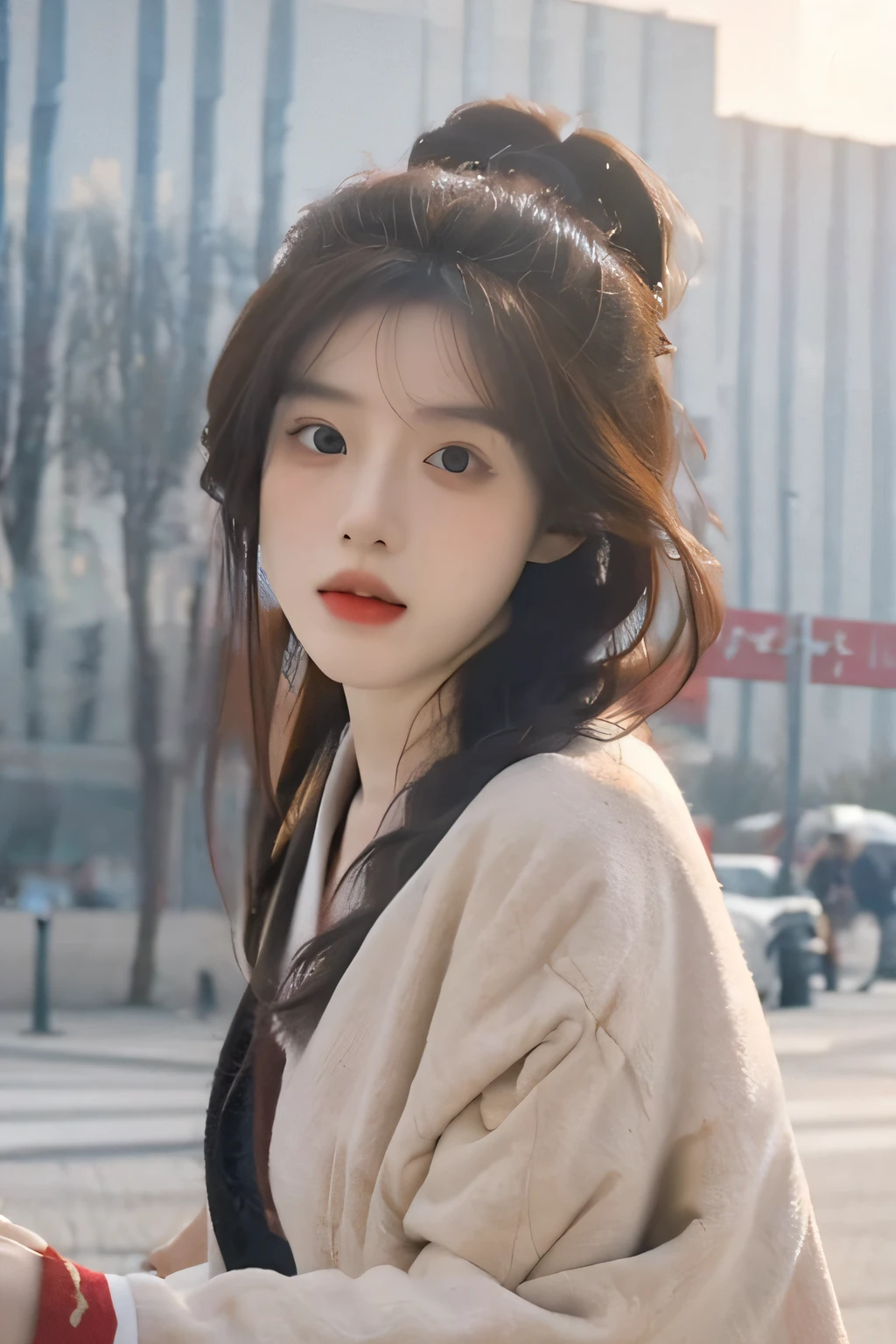 photo woman, ,hyper HD, Detailed face, Chinese ancient style, Hanfu, normal proportions