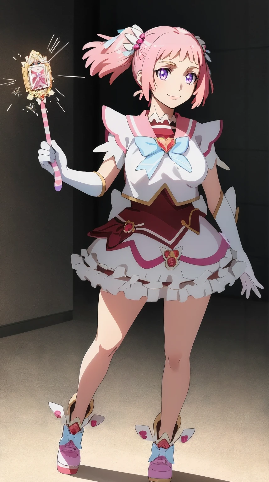 masterpiece, best quality, indoors, mamikafairy, 1girl, solo, looking at viewer,, hand arms full body,boots, standing,cute,breast, curvy, female,fantasy goddess,there is a cartoon picture of a woman with a very large breast, glowing divine being, glowing holy aura, inspired by Luma Rouge, the non-binary deity of spring, ethereal rainbow nimbus, the aura goddess of fire, inspired by Mariel, glowing aura around her, astral aura, as the goddess of the sun, “uwu the prismatic person, big breast, serious, beautiful eyes, , full body, walking, long robe, long dress, ,priestess ,holy, smile, god rays, ray tracing, sparkle, cinematic lighting, UHD, retina, masterpiece, ccurate, anatomically correct, textured skin, super detail, high details, high quality, award winning, best quality, highres, 1080P, HD, 4K, thunder aura, light aura,full, snak staff,closed mouth, huge breast, curvy, bimbo,standing, smile, happy