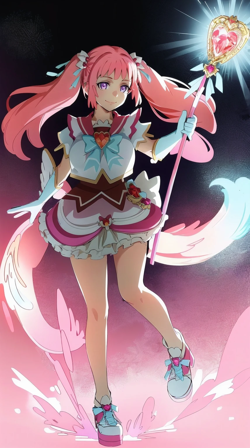 masterpiece, best quality, indoors, mamikafairy, 1girl, solo, looking at viewer,, hand arms full body,boots, standing,cute,breast, curvy, female,fantasy goddess,there is a cartoon picture of a woman with a very large breast, glowing divine being, glowing holy aura, inspired by Luma Rouge, the non-binary deity of spring, ethereal rainbow nimbus, the aura goddess of fire, inspired by Mariel, glowing aura around her, astral aura, as the goddess of the sun, “uwu the prismatic person, big breast, serious, beautiful eyes, , full body, walking, long robe, long dress, ,priestess ,holy, smile, god rays, ray tracing, sparkle, cinematic lighting, UHD, retina, masterpiece, ccurate, anatomically correct, textured skin, super detail, high details, high quality, award winning, best quality, highres, 1080P, HD, 4K, thunder aura, light aura,full, snak staff,closed mouth, huge breast, curvy, bimbo,standing, smile, happy