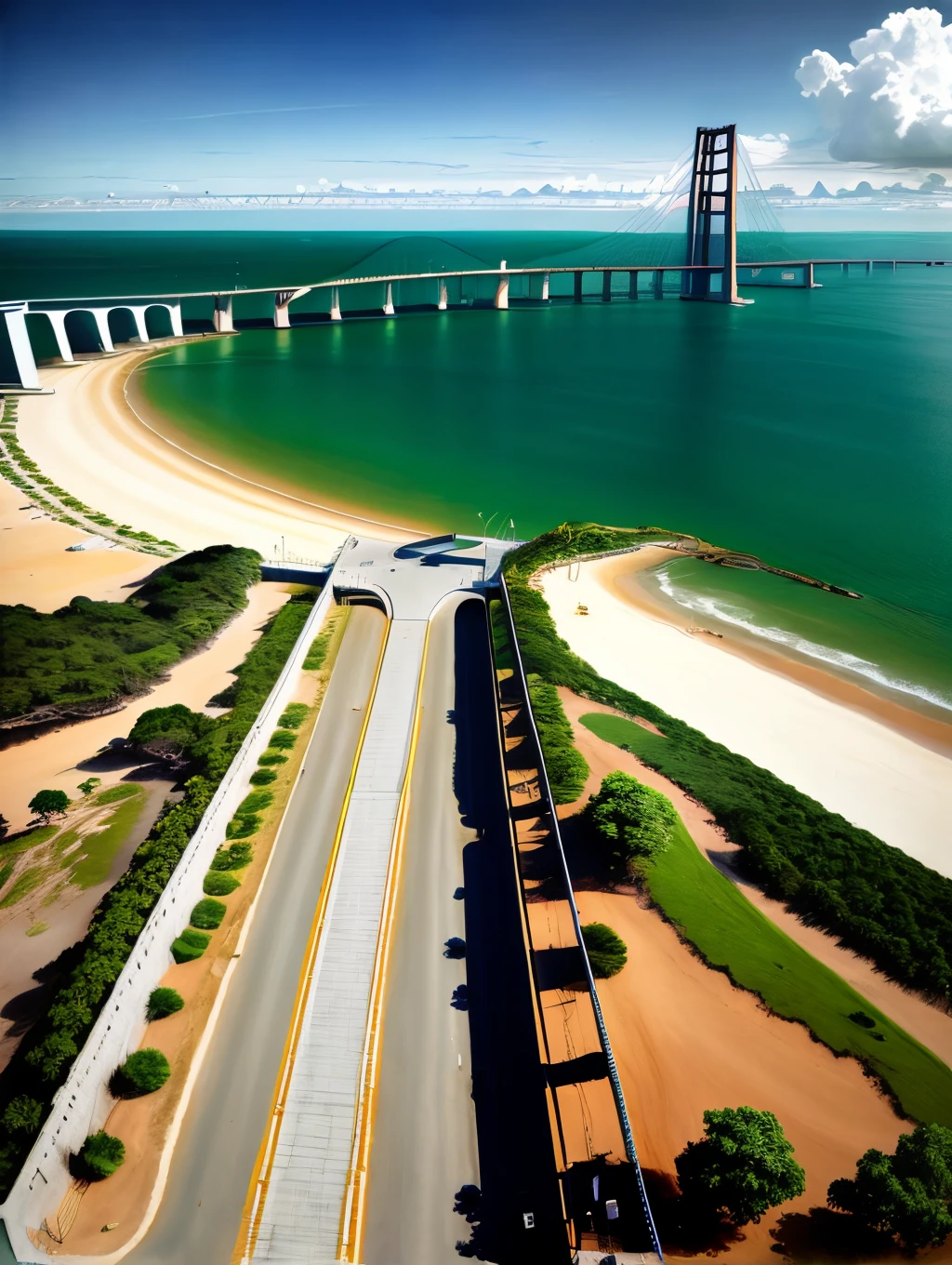 Create a futuristic Sao Luis Maranhão image of the Sao Francisco bridge.