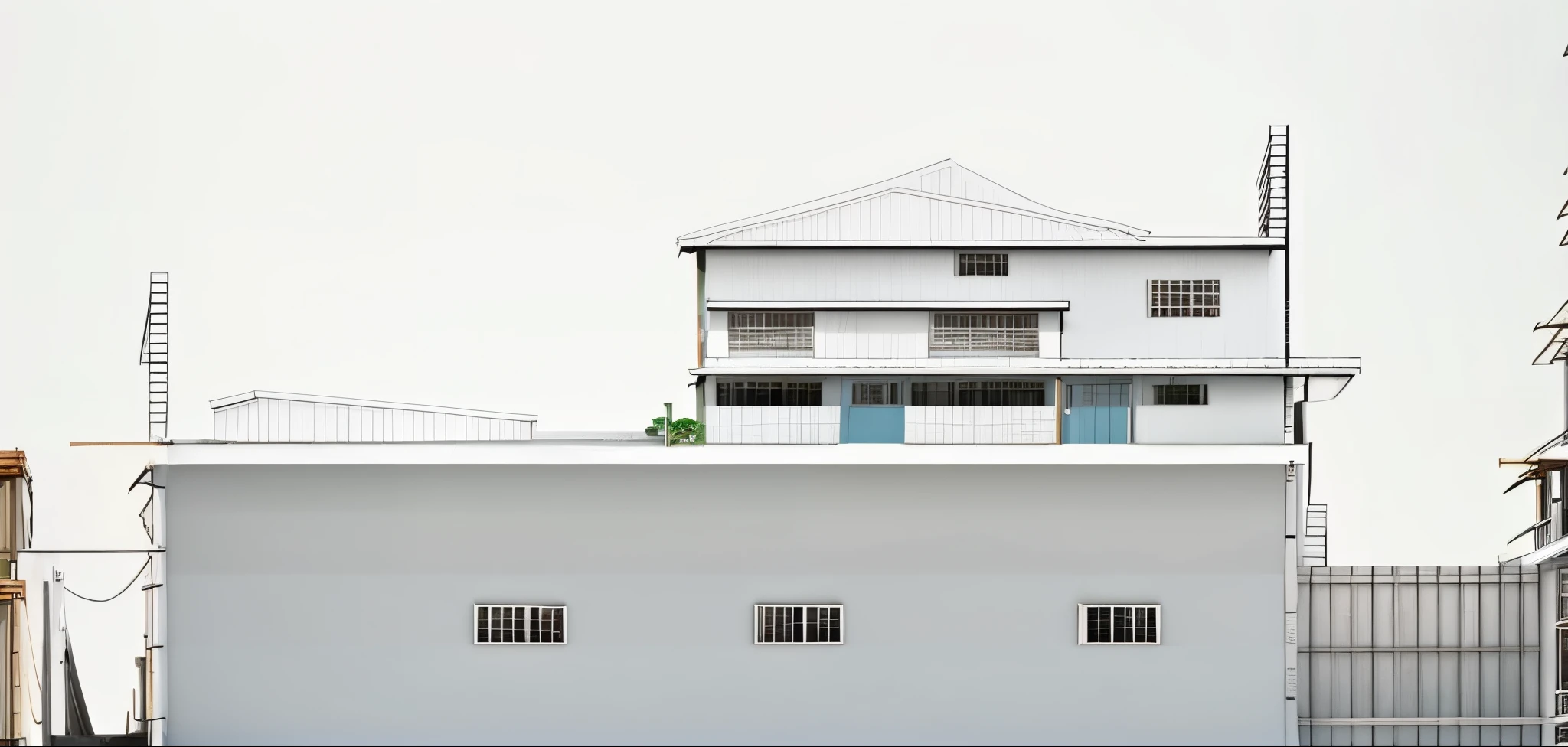 Architectural drawing of sky background and sky background, Elevation, street elevation, 2D side view, Front view, Front elevation view, Front view, Front view, architectural drawing, side elevation, line drawn, Side view, Side view, Construction Daily, elevation, in front, layout, architectural section, by sengai