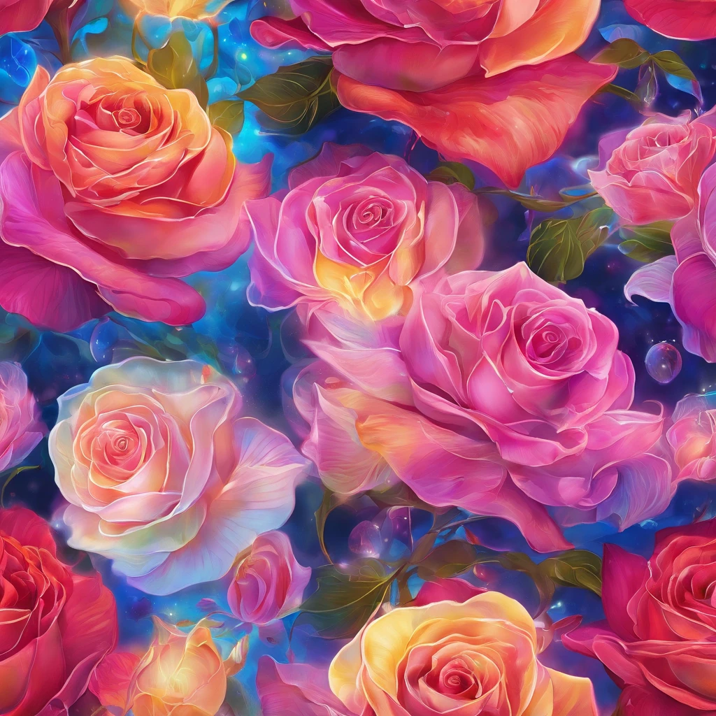 A radiant rose with petals displaying rainbow-like colors,emanating the light of both the sun and the moon,Crystal material,Light,cleanness,Reflective,refractions,Ray traching,super-fine,Hyper-realistic,best qualtiy