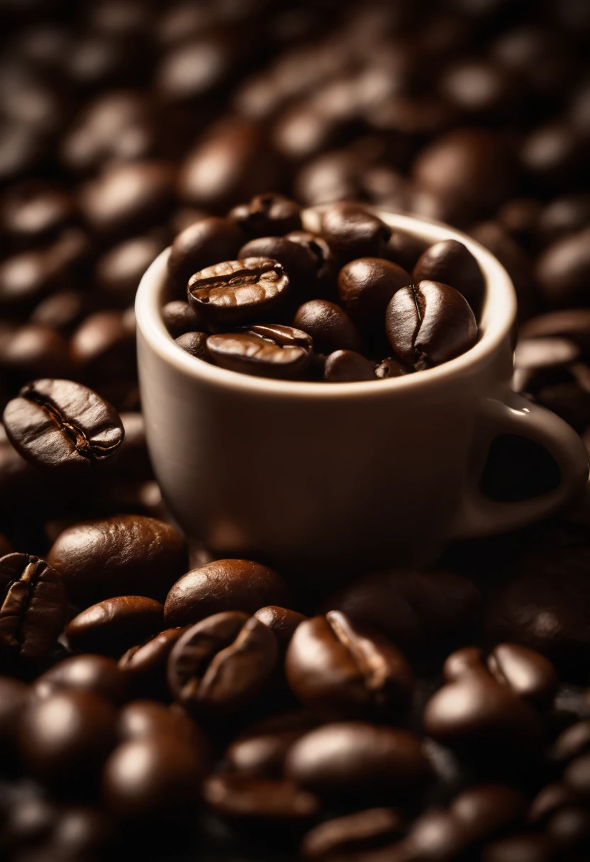 A high-resolution image of a close-up shot of coffee beans, showcasing their rich brown color, glossy texture, and intricate surface patterns, creating a visually enticing and tactile image.
