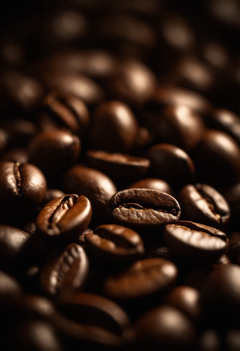 A high-resolution image of a close-up shot of coffee beans, showcasing their rich brown color, glossy texture, and intricate surface patterns, creating a visually enticing and tactile image.