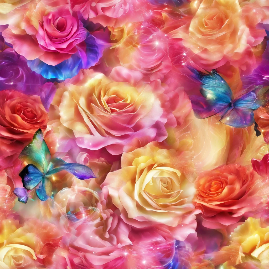 radiant rose,Petals in rainbow colors,Radiating the light of the sun and moon,Crystal material,optic,cleanness,Reflective,refractions,ray traycing,ultradetailed,hyper realisitc,Ultra photo realsisim,Best quality