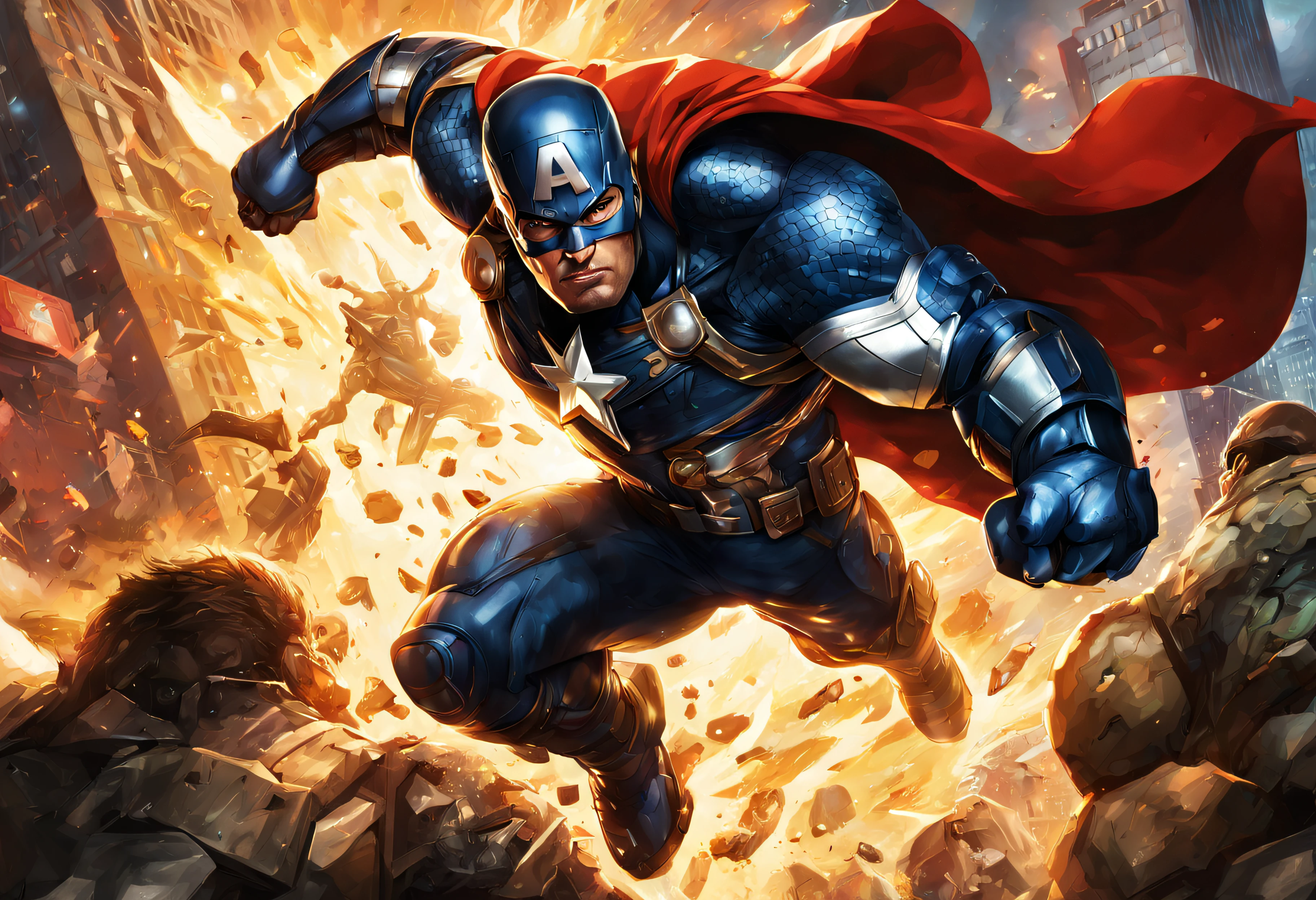 best quality,ultra-detailed,realistic,portraits,strong,jaw-dropping,marvel cinematic universe,comic book heroes,action-packed,explosive,clashing,unleashing powers,adamantium claws,indestructible shield,intense battle,fierce,superhuman strength,unstoppable force,mutant abilities,super soldier,defending the world,heroic mission,courageous,brave,iconic,matchless determination,epic showdown,superheroes in combat,dynamic poses,captivating expressions,breathtaking artwork,vibrant colors,intense lighting,dramatic atmosphere