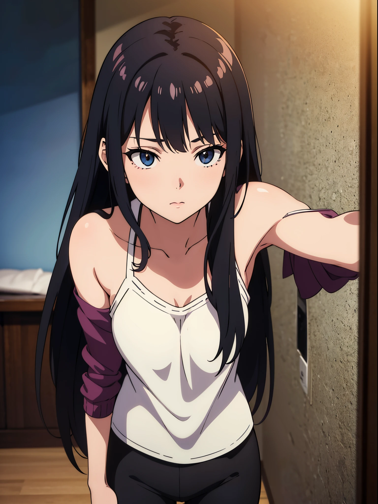 Woman wearing black leggings posing for photo, The head is not exposed，Wearing half-sleeved upper body，[ 4K realism ]!!, [ 4K realism ]!!!, [ 4K digital art ]!!, Realistic shadow perfect body, realisticlying!!!!!!! art-style, photorealistic anime, by Shitao, Popular topics on cgstation, Casual pose, realistic anime 3D style