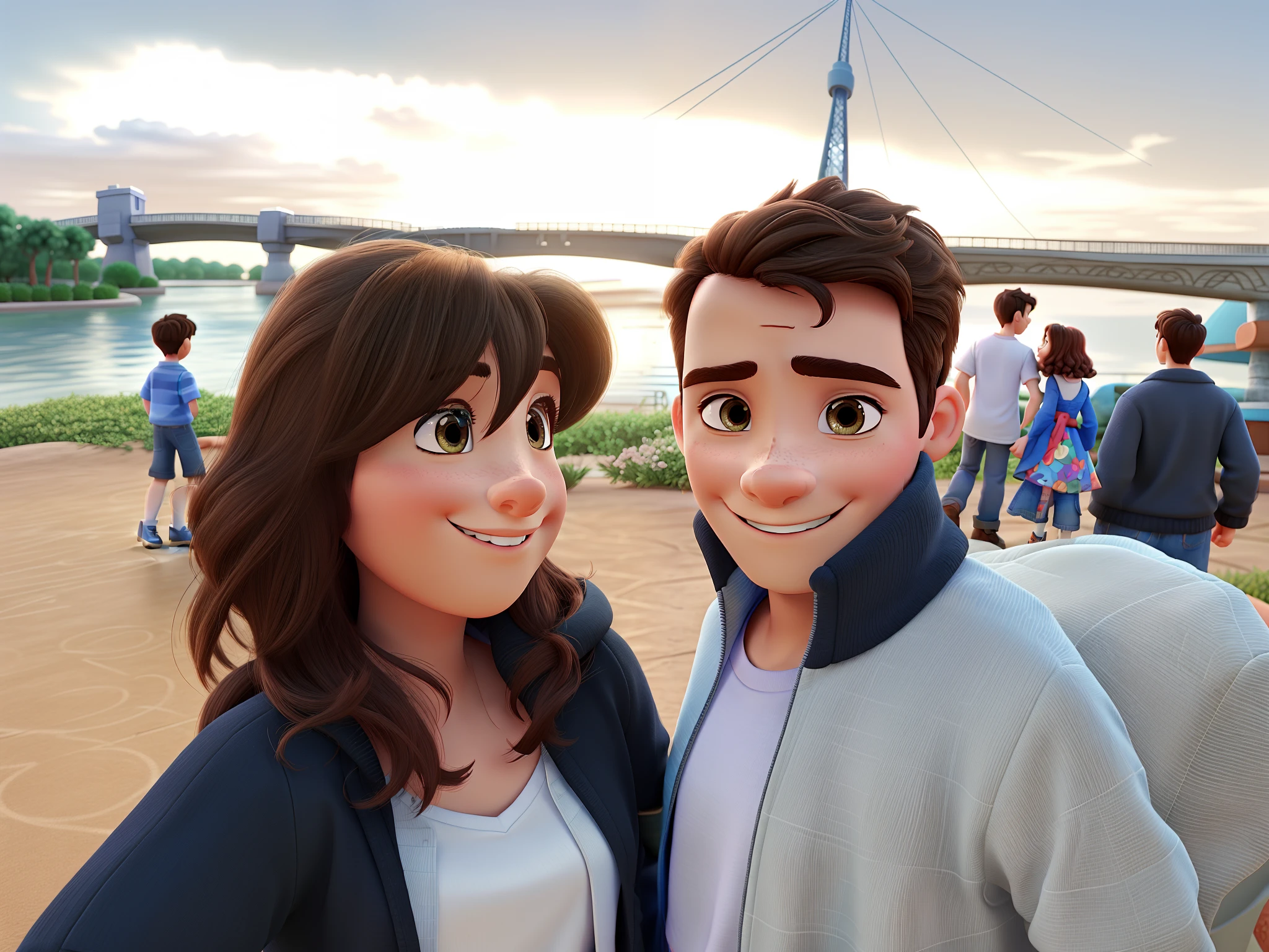 disney pixar cartoon, boy and girl couple , 3D image