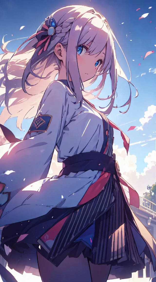 masutepiece, Best Quality,Illustration, Wallpaper, ultra -detail, 1beautiful girl、Hair fluttering in the wind、♡、Futomo、Poses in motion