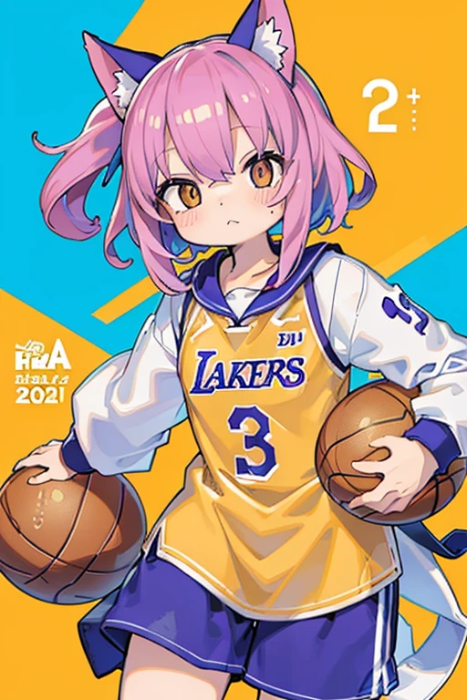 basketball、吉卜力、cute illustration、Basketball games、NBA、Lakers、Best Quality、catss、personification