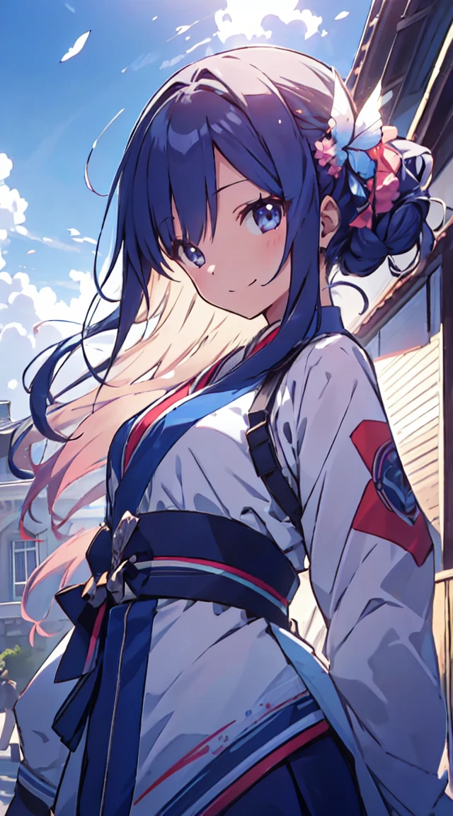 masutepiece, Best Quality,Illustration, Wallpaper, ultra -detail,  1beautiful girl、Hair fluttering in the wind、♡、Futomo、Poses in motion、A slight smil