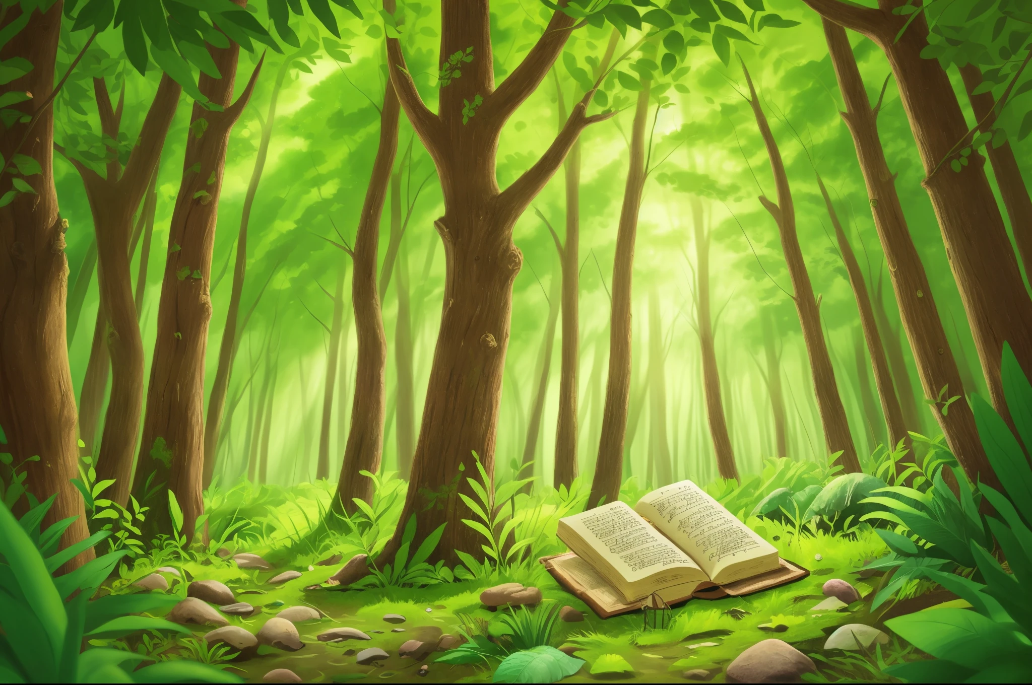 image of the Bible in a green forest
