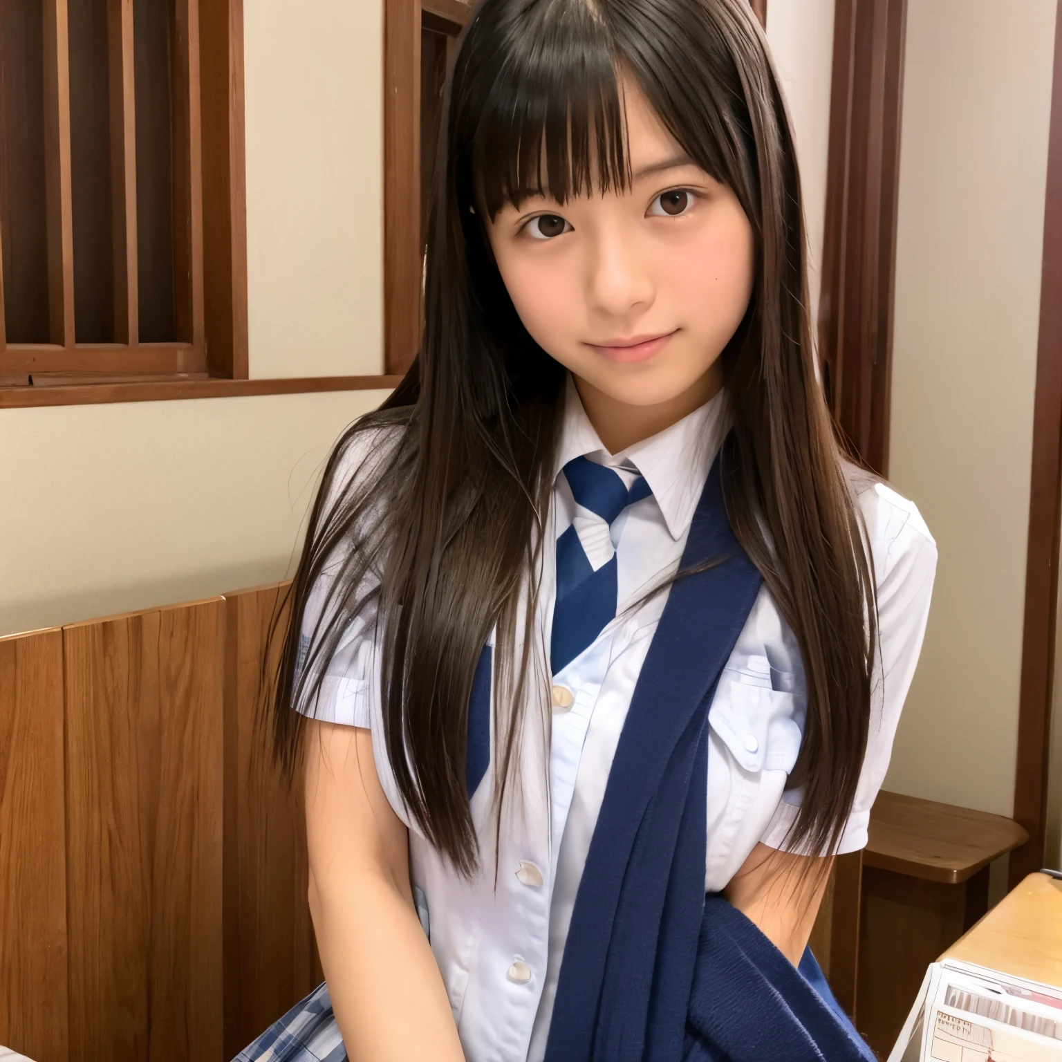 ((Highest quality)), ((masterpiece)), (Familiar), Perfect Face,Japanese,9 *********,girl,cute,(***********************:110%),Private *****************,uniform,Short sleeve blouse,Checked mini skirt,school bag,In the classroom,(Top-down angle or (upskirt:40%)),(skirt lift:50%) & (Checkered skirt or (Shaved pussy:95%)),(世界で一番cutegirl:1.1),(Sometimes nipples pumping:60%),(school bag:100%),(Drinking Semen:90%),(Masturbation with a flute:100%)