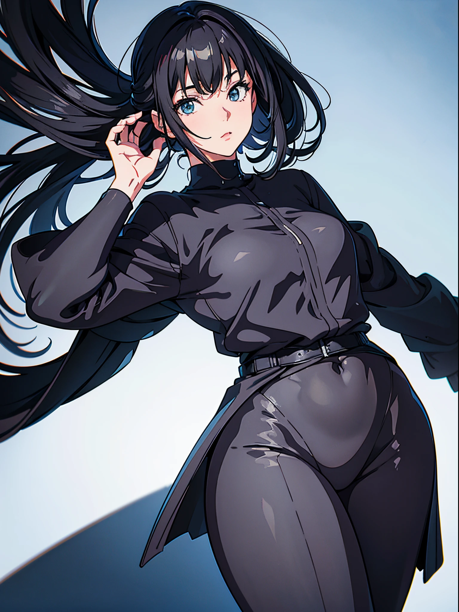 Woman wearing black leggings posing for photo, The head is not exposed，Wearing half-sleeved upper body，[ 4K realism ]!!, [ 4K realism ]!!!, [ 4K digital art ]!!, Realistic shadow perfect body, realisticlying!!!!!!! art-style, photorealistic anime, by Shitao, Popular topics on cgstation, Casual pose, realistic anime 3D style