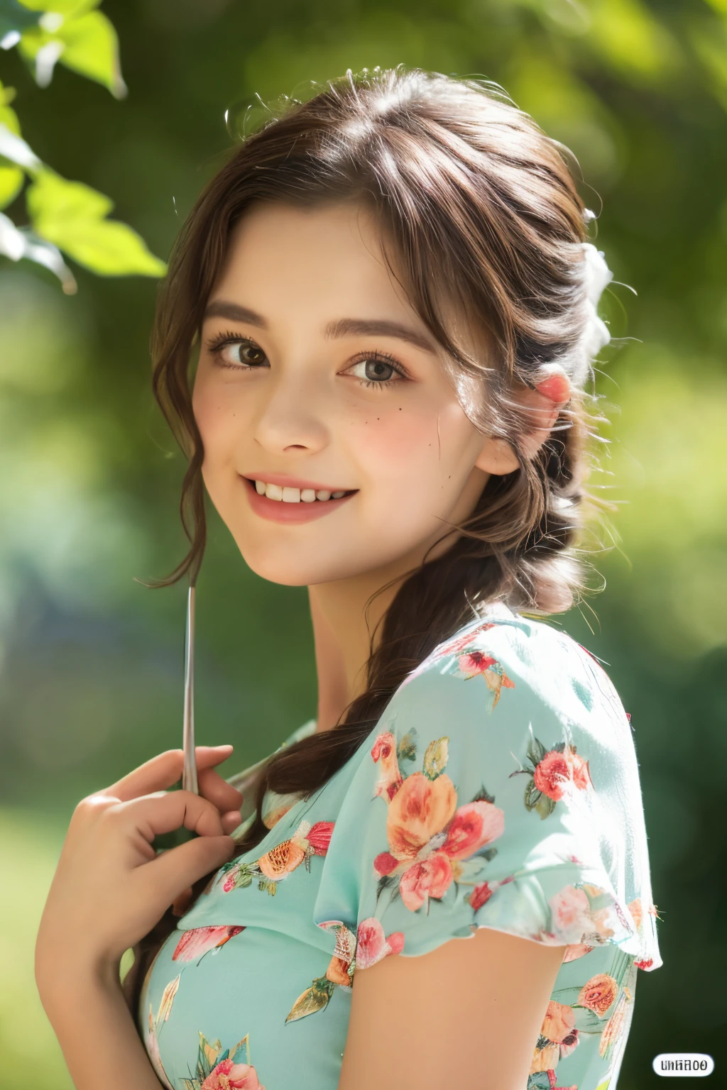 (best quality,4k,8k,highres,masterpiece:1.2),ultra-detailed,realistic,portrait,girl,Scottish Fold cat,lush green garden,beautiful detailed eyes,delicate eyelashes,cute freckles,butterfly hairpin,floral dress,happy expression,daytime scene,sunlight streaming through the trees,colorful flowers,birds chirping,calm and peaceful atmosphere