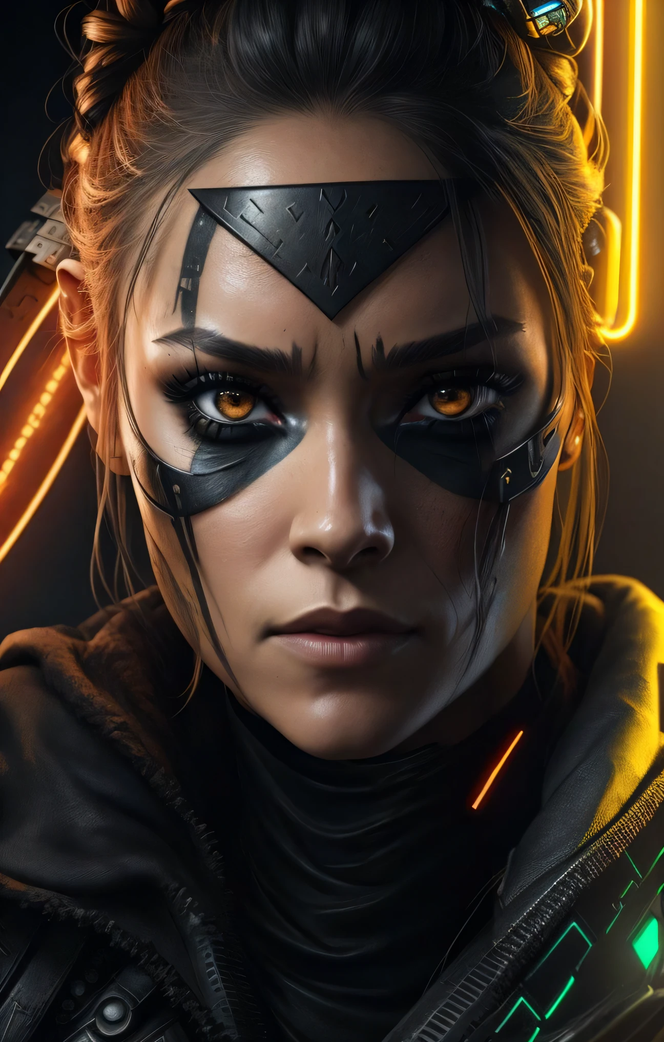 una mujer con maquillaje negro y dorado y un traje negro, Unreal Engine 5 », Mujeres cyberpunk, Motor Unreal 5 : :, Hermosa cara de chica cyberpunk, Unreal Engine 5 Technical Demo, ciberpunk femenino, Irreal 5. Retrato RPG, Unreal Engine 5 - W 1024, Estilo cyberpunk hiperrealista, Motor Unreal5, Motor Unreal 5, sci-fi female