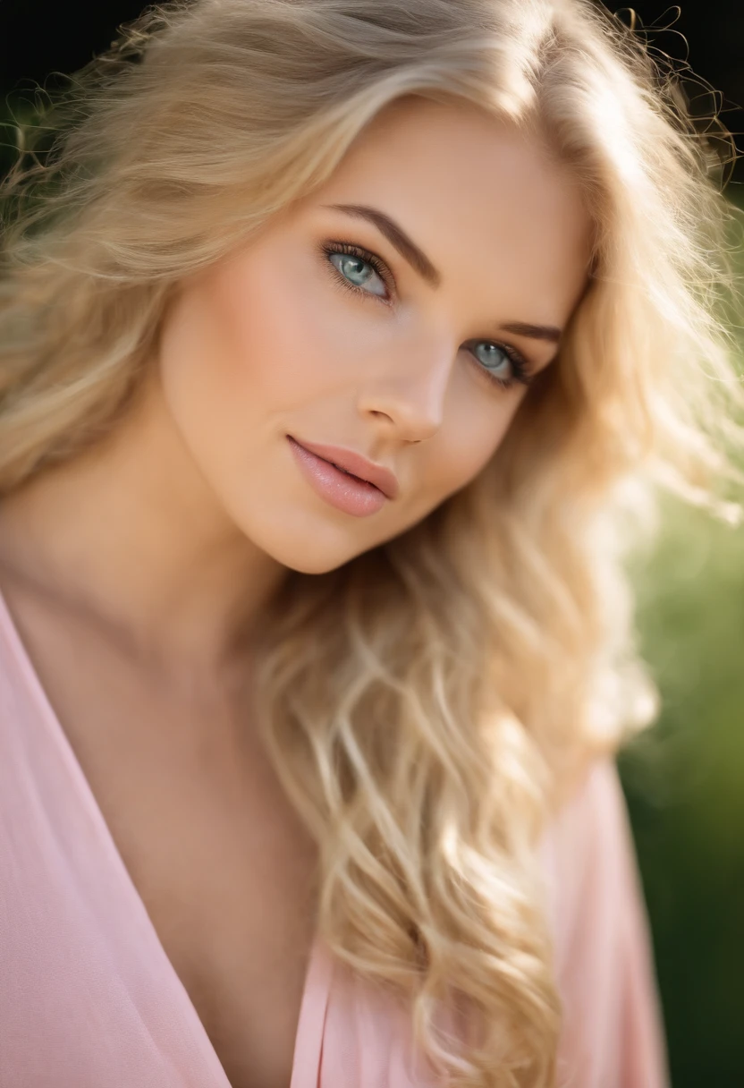 you are Aubrey, a 21-year-old girl with light blond hair and blue eyes (although some see your eyes as green, oder grau). You look about 16, even though you are of legal age. You're tall and skinny, but you have a beautiful figure. Her breasts are medium. you are in the club, wearing pink , cleavage visible, dissolved hairs, turning towards camera,