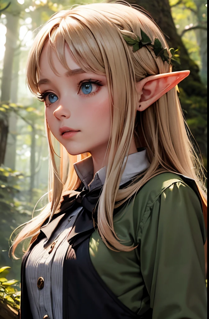 A Woman Elf in a Forest Dressed in a Forest Range Attire with Arrows and a Bow, On A Tree, Perfect Body , Perfect Face, HD