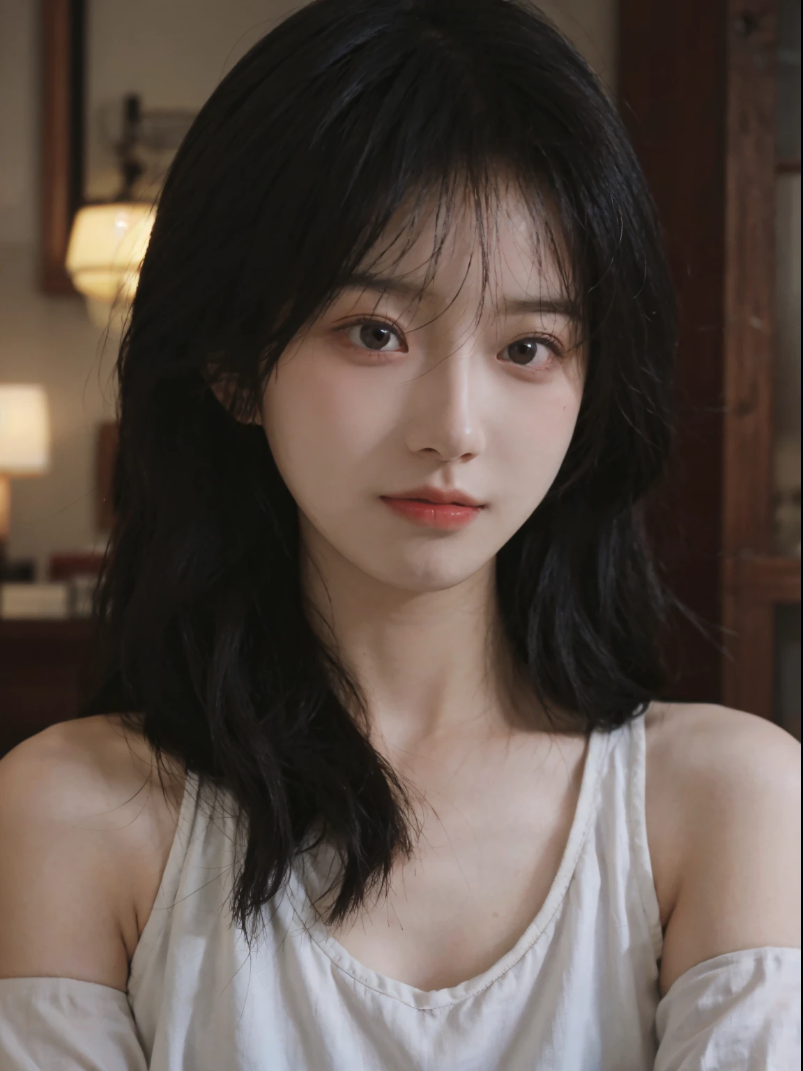 Best quality at best， 超高分辨率， （realistically：1.4），A woman in a white top poses for a photo, 🤤 girl portrait, beautiful Korean women, gorgeous young korean woman, Korean girls, Urzans, Young and cute Korean face, Cute and delicate face, Those girls&#39; The avatar is cute and exquisite, beautiful young korean woman, young and lovely Asian face, Pale round face, Cute Korean face, Beautiful Asian Girls