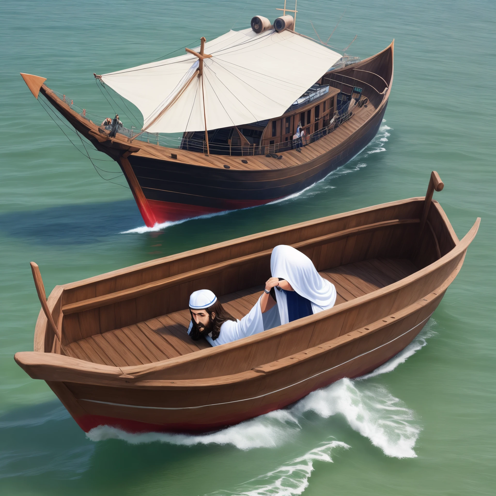 Jesus Cristo com um barco