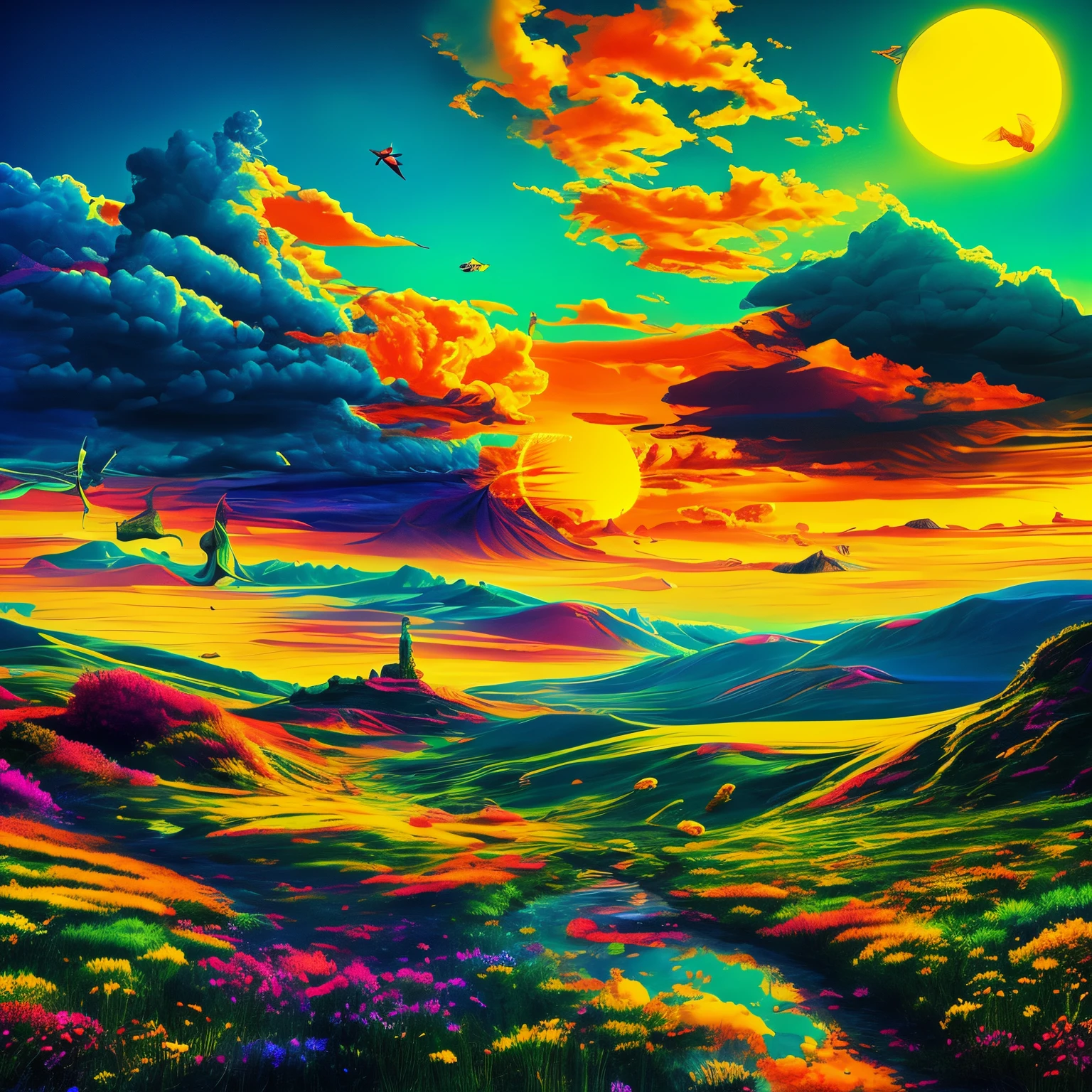 sun is coming, psychedelic art --auto